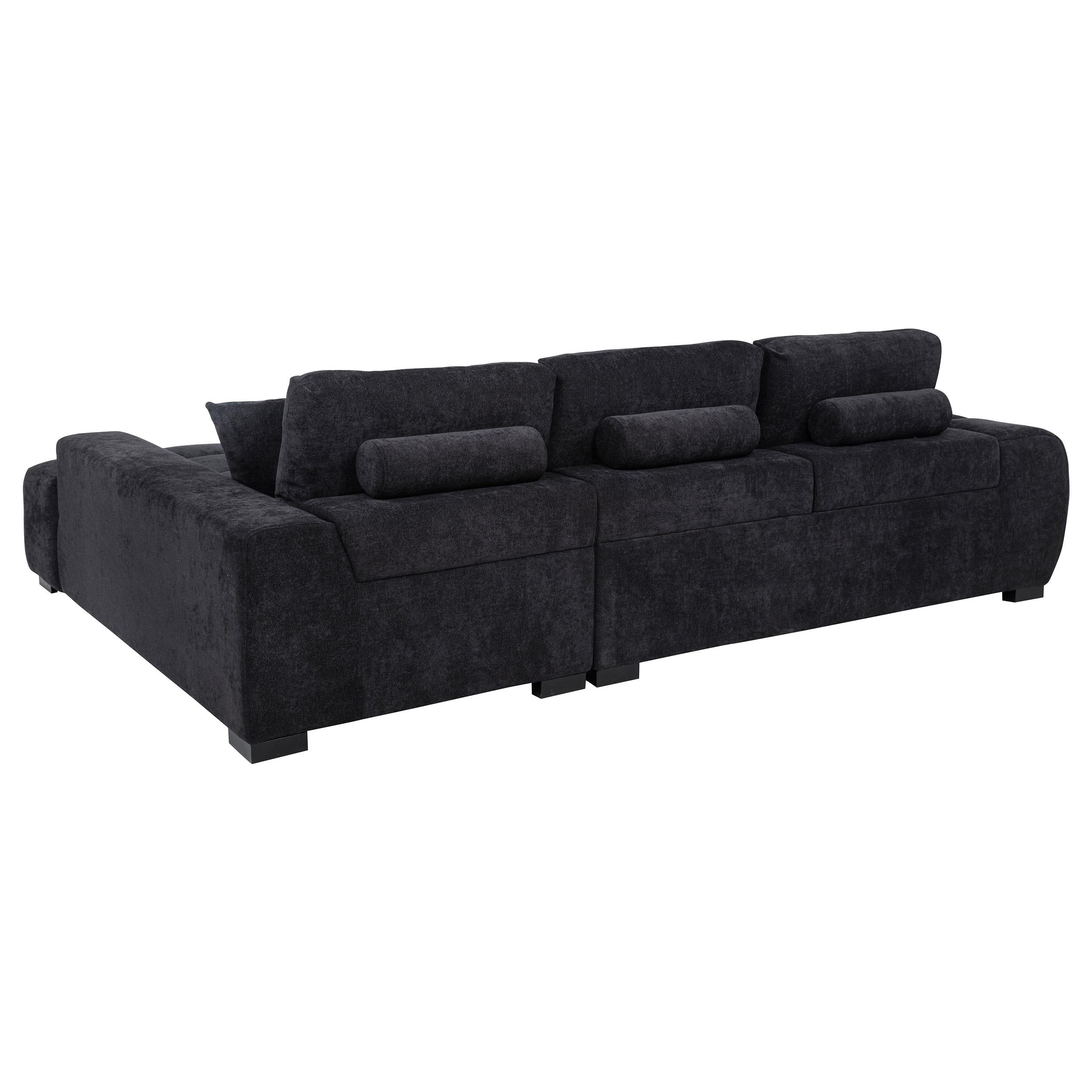  Coaster Furniture Octavia 511061 Upholstered Sectional Chaise Sofa - Black IMAGE 2