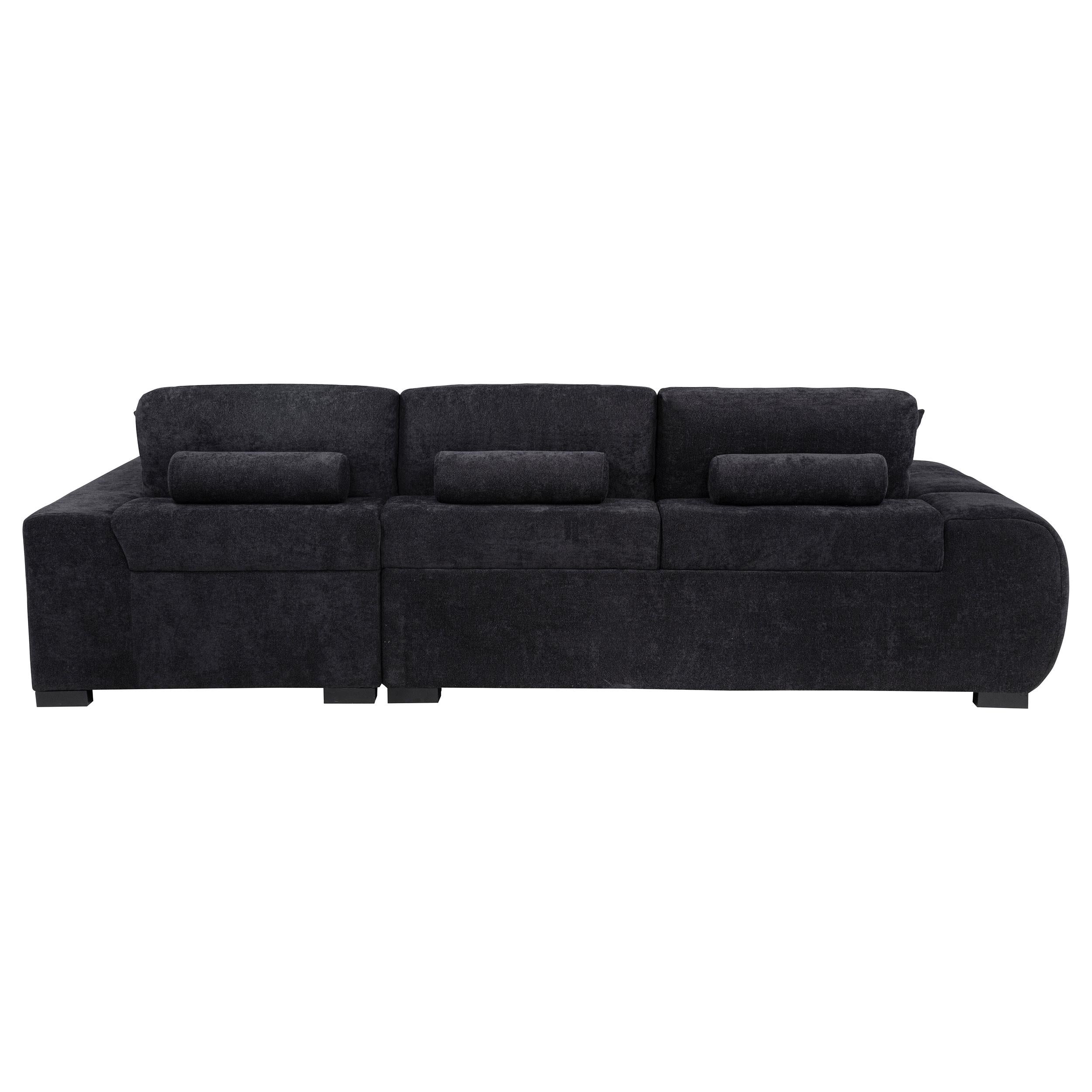  Coaster Furniture Octavia 511061 Upholstered Sectional Chaise Sofa - Black IMAGE 5