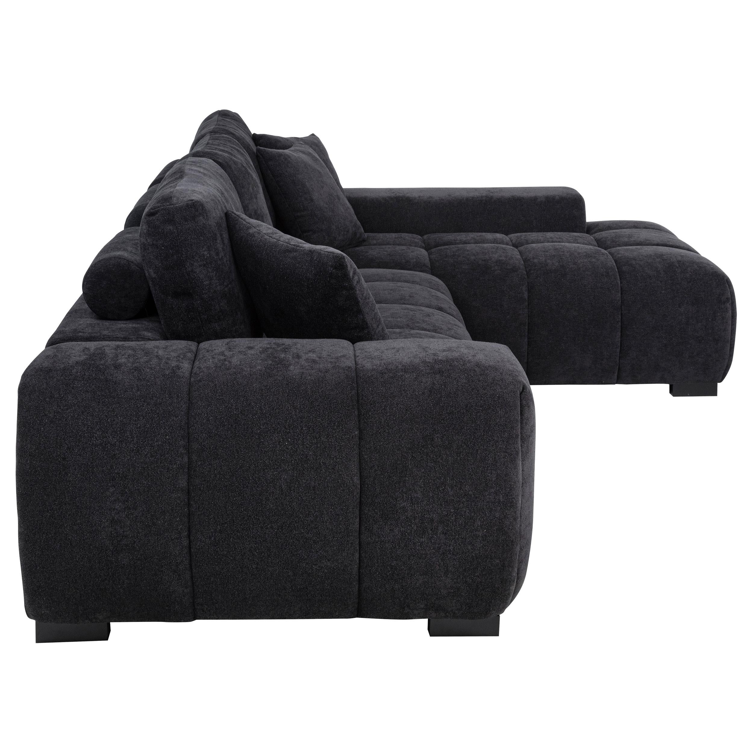  Coaster Furniture Octavia 511061 Upholstered Sectional Chaise Sofa - Black IMAGE 8