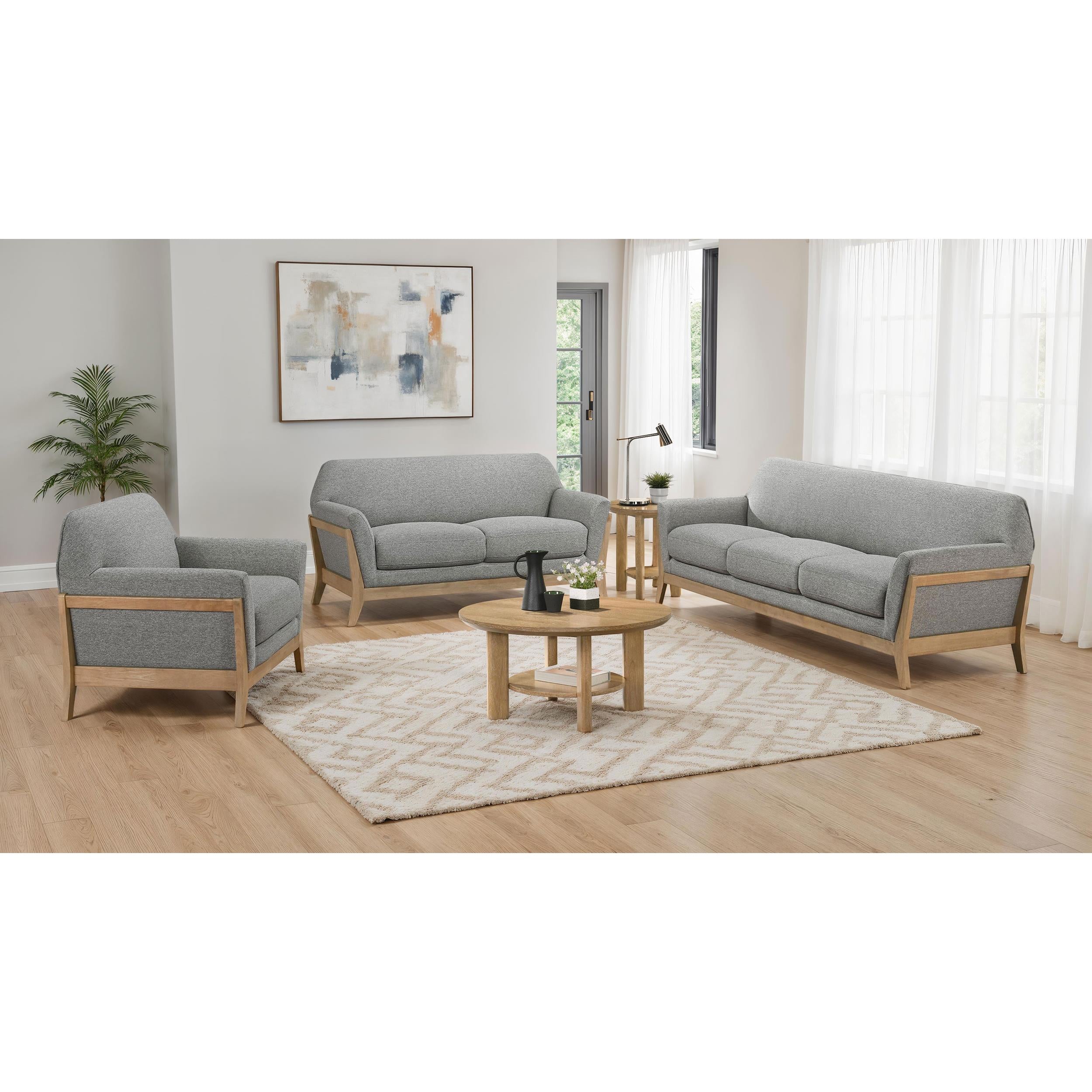  Coaster Furniture Vaughn 511071 Fabric Upholstered Flared Arm Sofa - Grey IMAGE 10