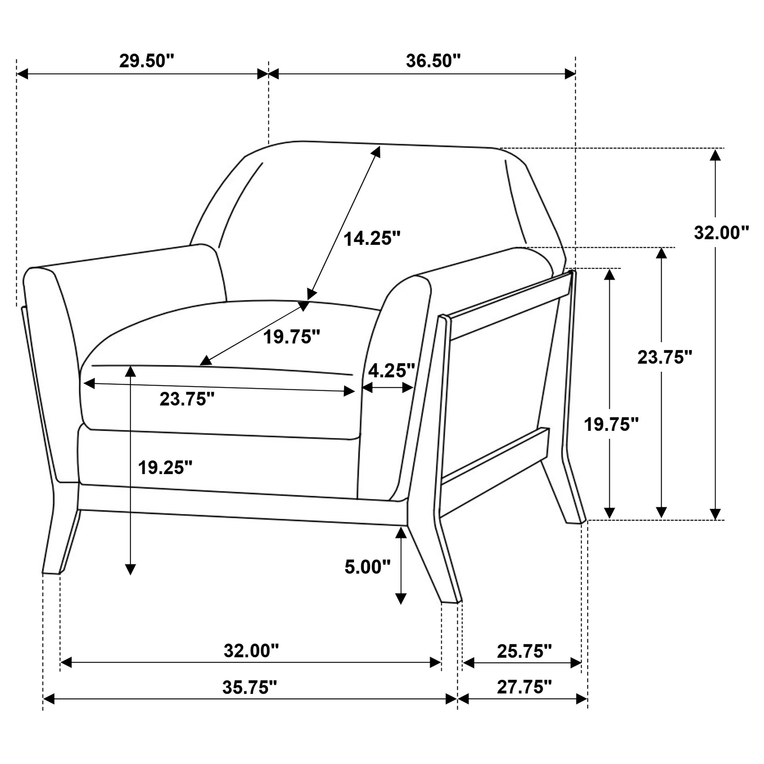  Coaster Furniture Vaughn 511073 Fabric Upholstered Flared Arm Accent Chair - Grey IMAGE 10
