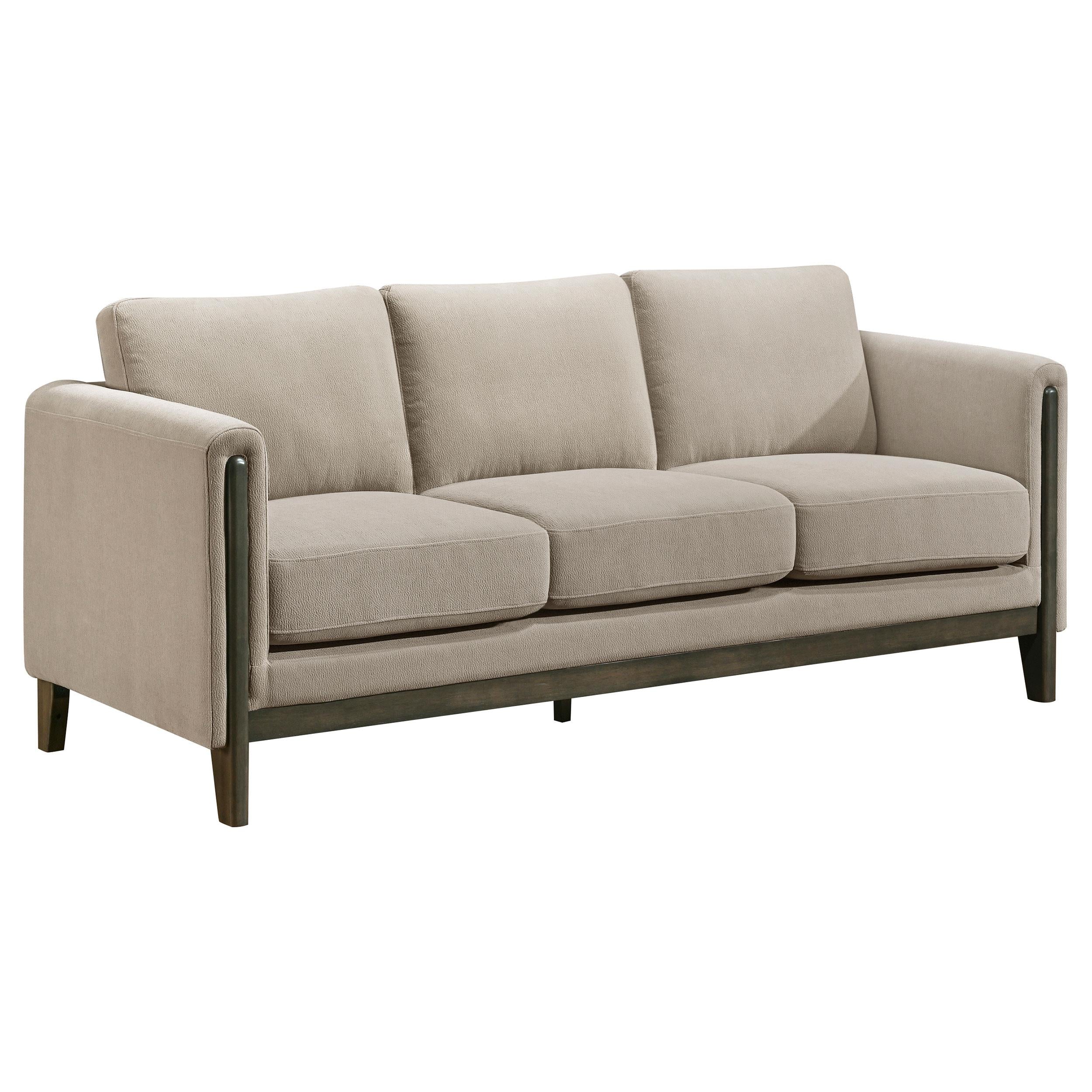  Coaster Furniture Islington 511101 Fabric Upholstered Panel Arm Sofa - Taupe IMAGE 1