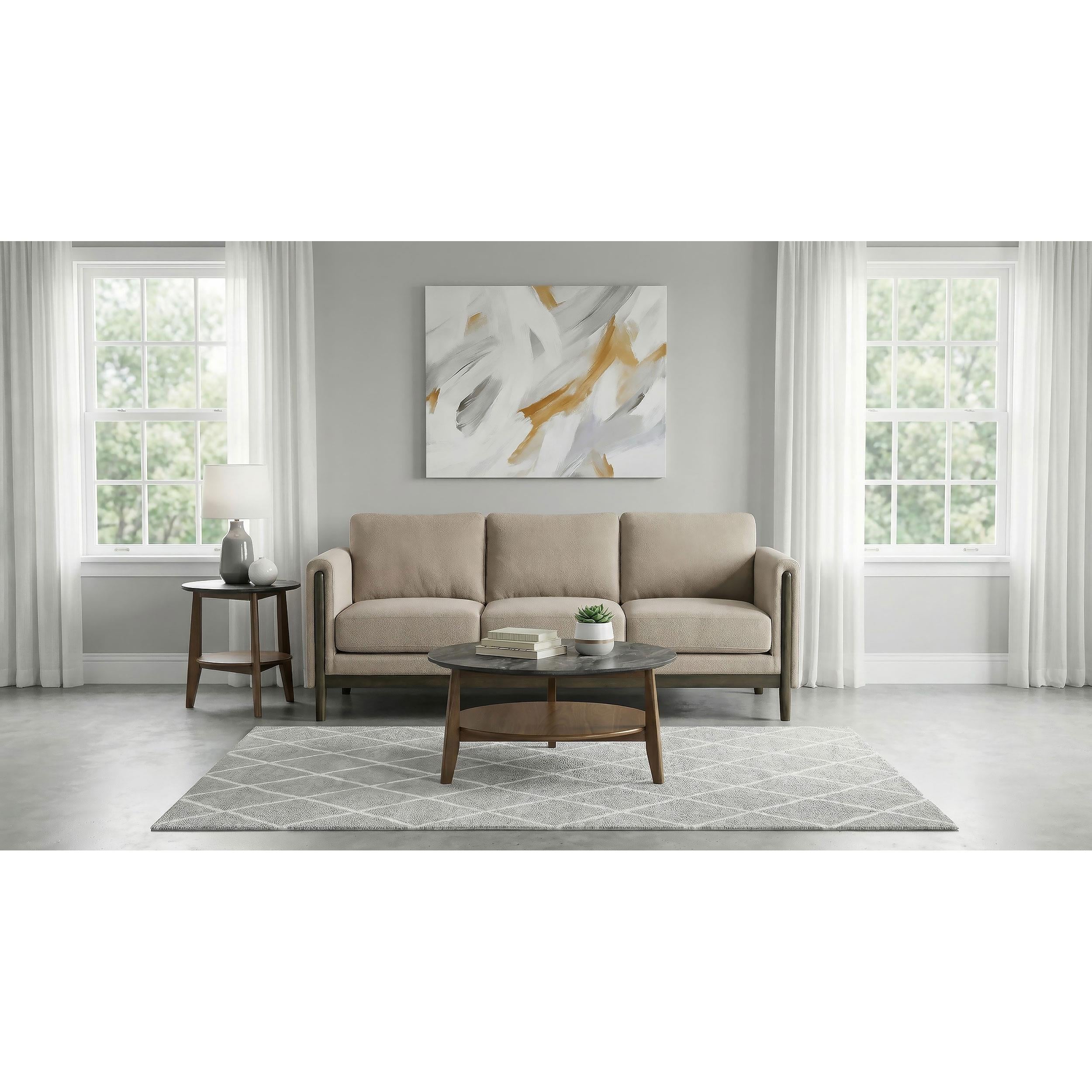  Coaster Furniture Islington 511101 Fabric Upholstered Panel Arm Sofa - Taupe IMAGE 2