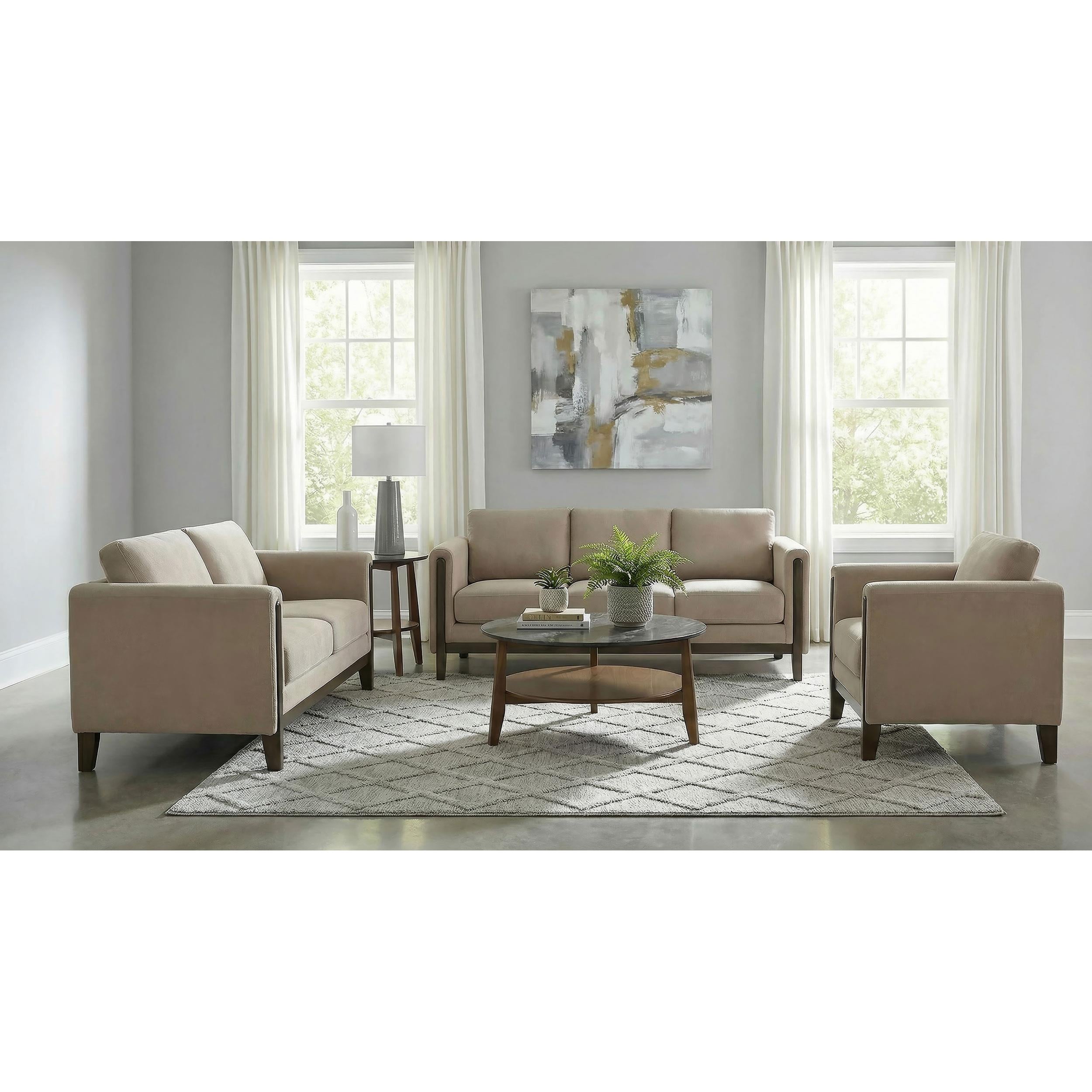  Coaster Furniture Islington 511102 Fabric Upholstered Panel Arm Loveseat - Taupe IMAGE 9