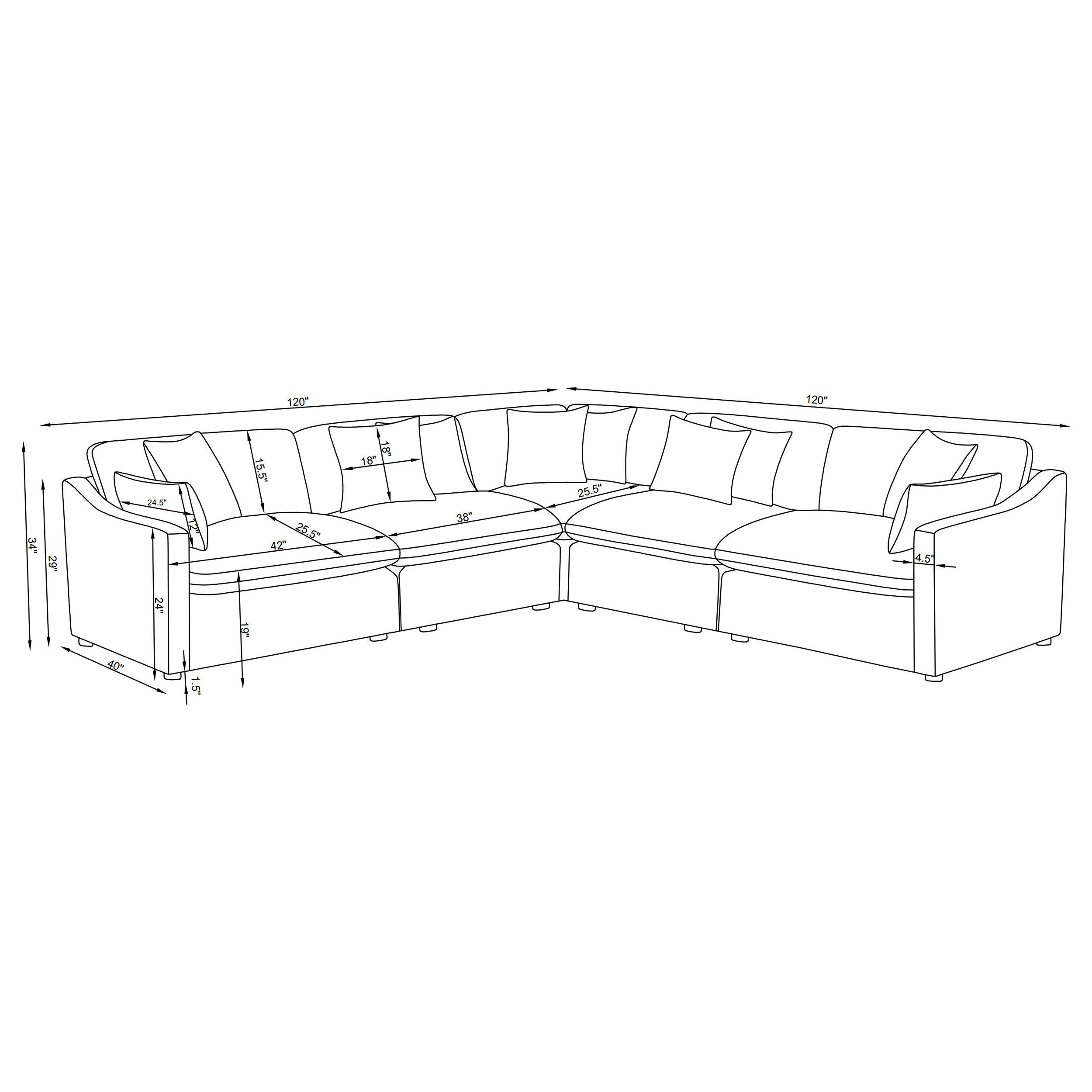  Coaster Furniture Hobson 551451-SETA 5-piece Upholstered Modular Sectional Sofa - Ivory IMAGE 8