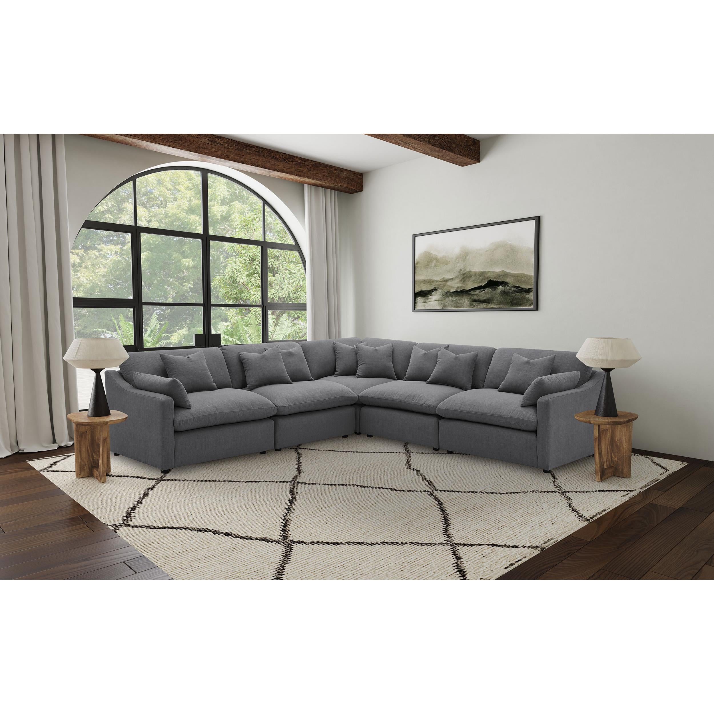 Coaster Furniture Hobson 551455-SETA 5-piece Upholstered Modular Sectional Sofa - Charcoal IMAGE 2