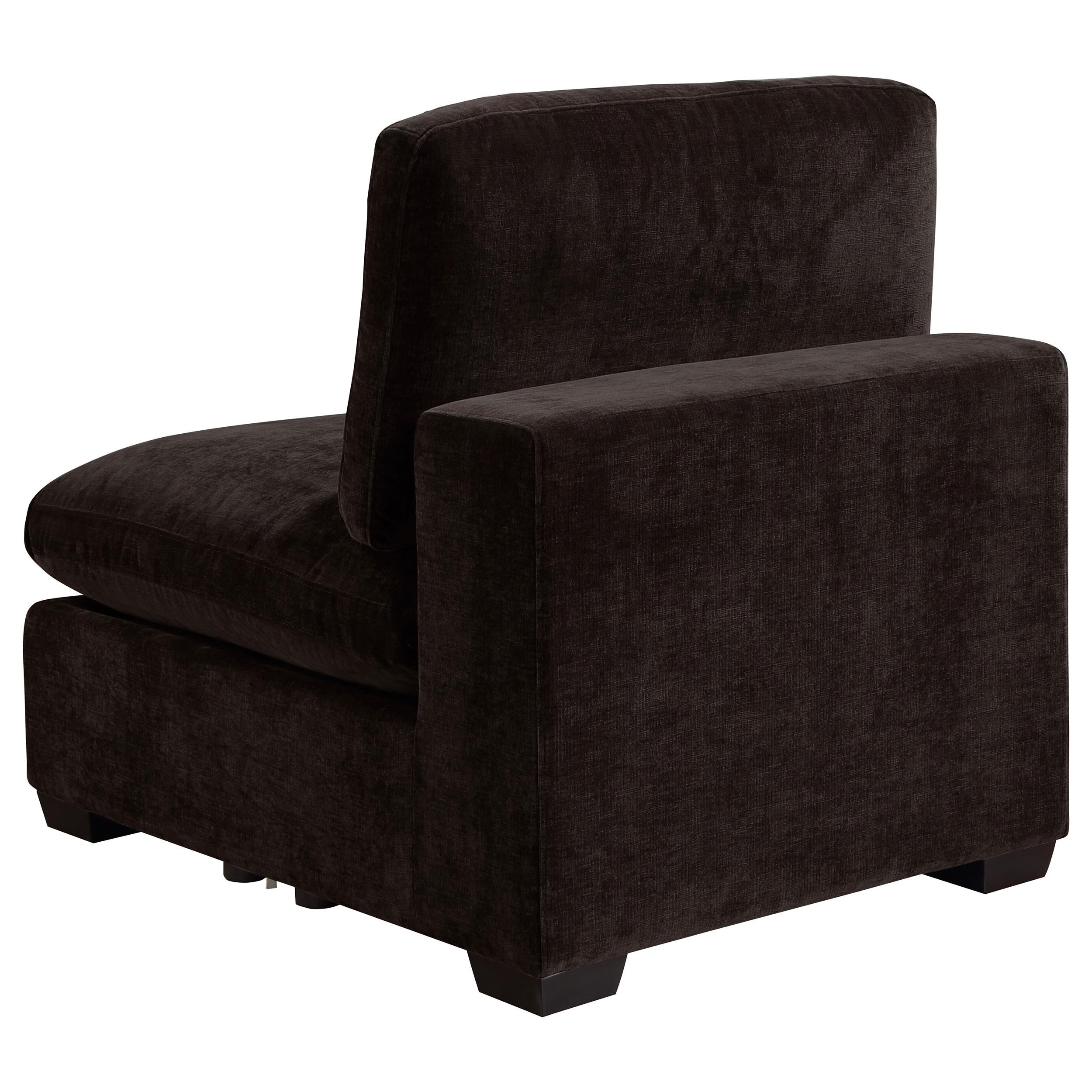  Coaster Furniture Lakeview 551464 Upholstered Armless Chair - Dark Chocolate IMAGE 2