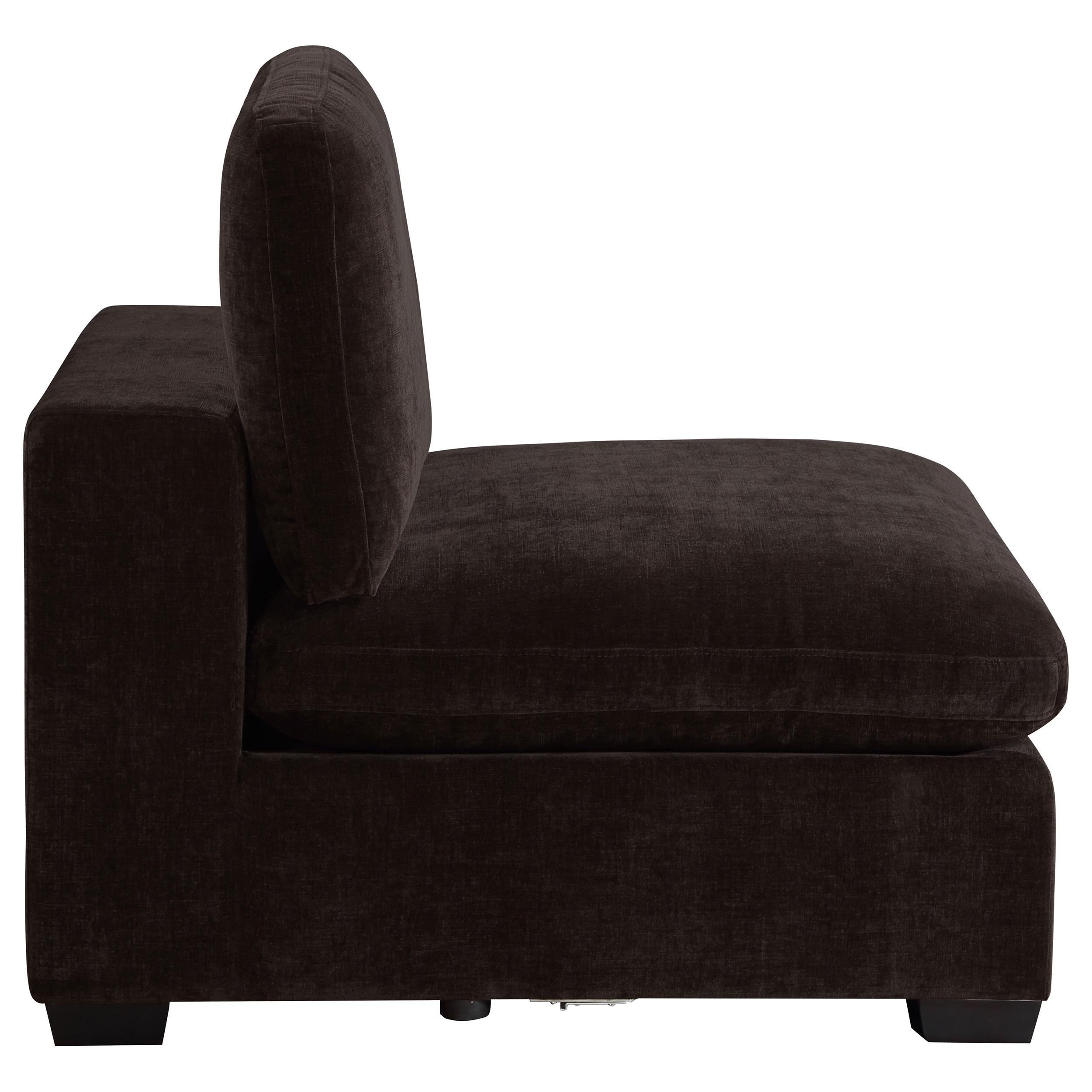  Coaster Furniture Lakeview 551464 Upholstered Armless Chair - Dark Chocolate IMAGE 5
