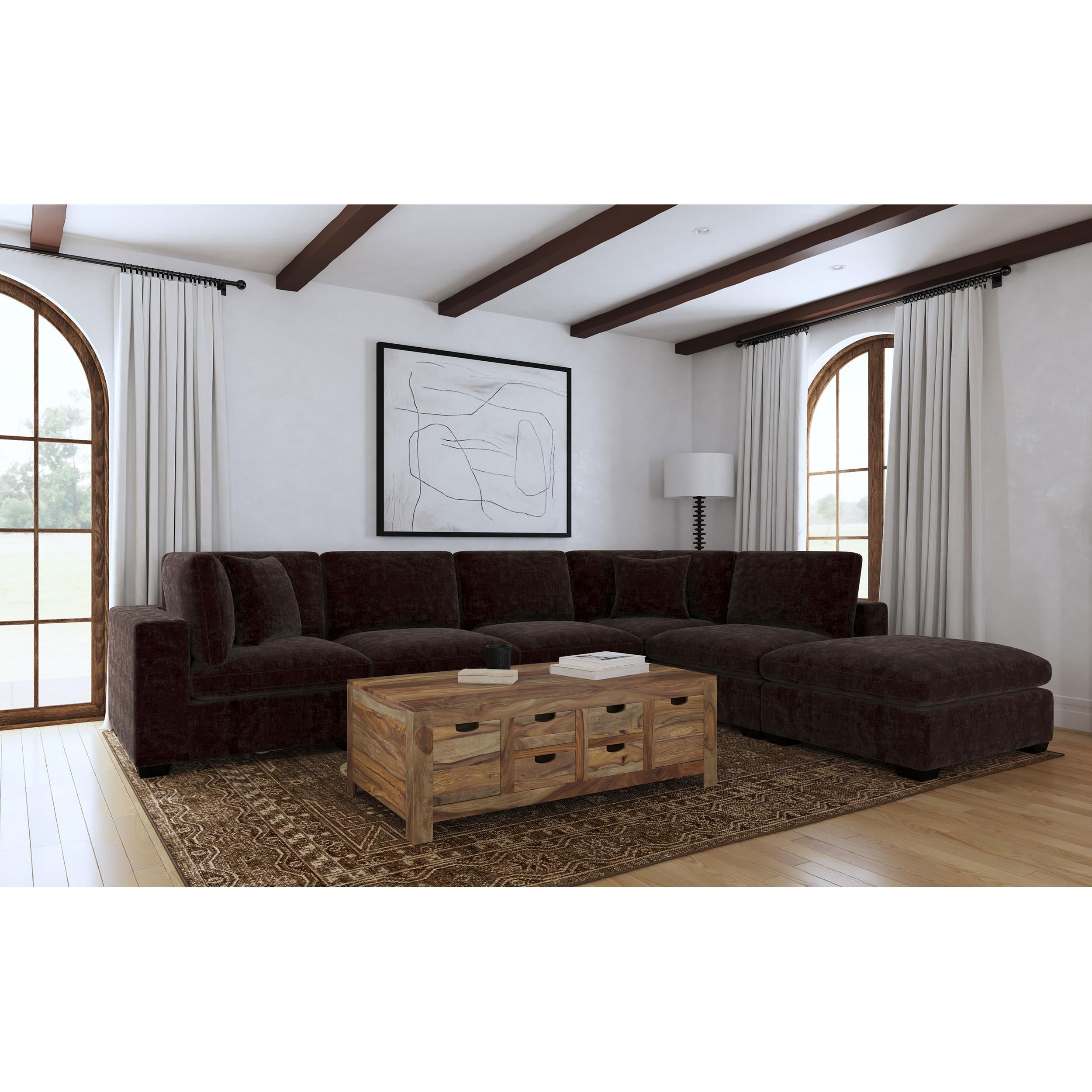  Coaster Furniture Lakeview 551465 Upholstered Corner Chair - Dark Chocolate IMAGE 2