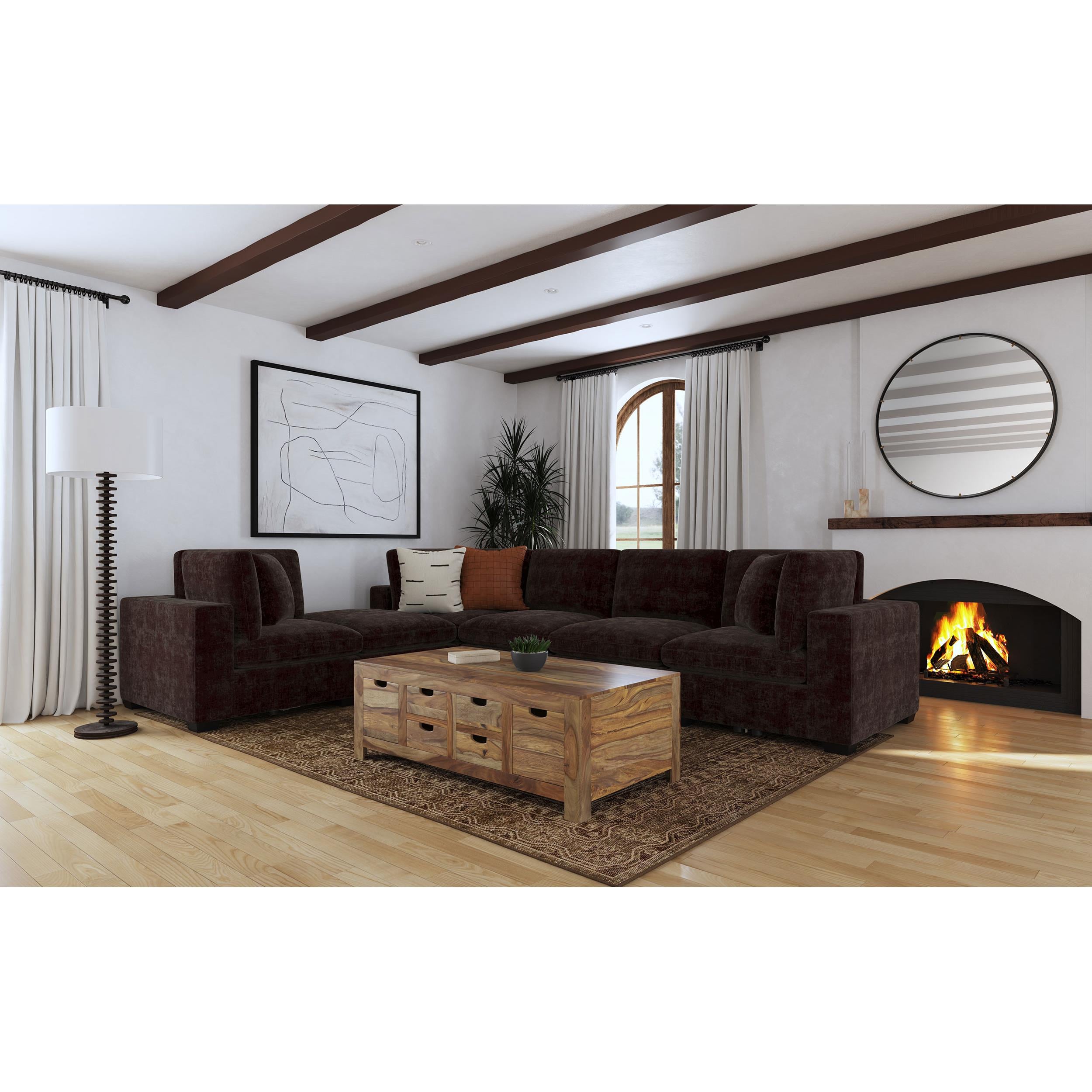  Coaster Furniture Lakeview 551465 Upholstered Corner Chair - Dark Chocolate IMAGE 4
