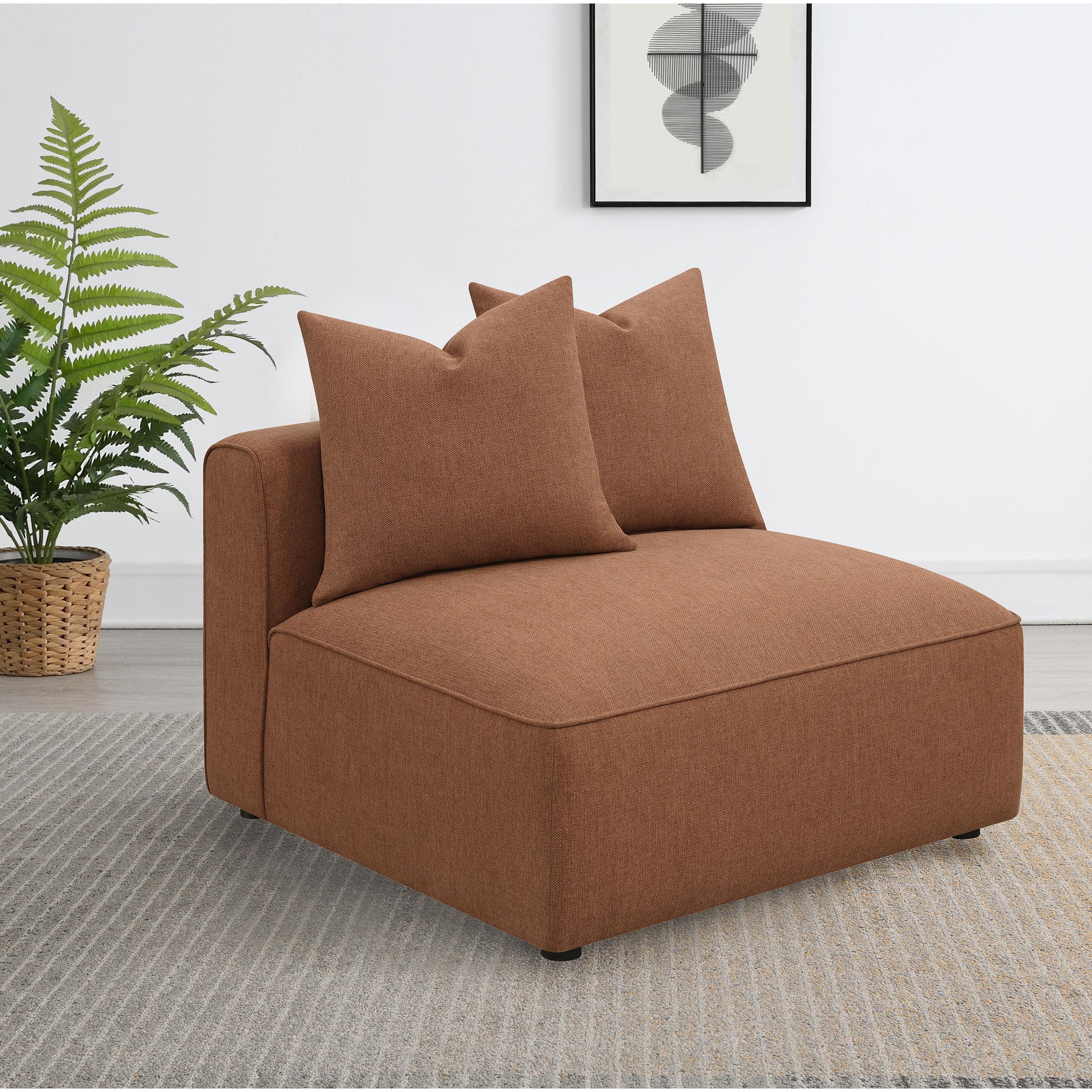  Coaster Furniture Jennifer 551591 Upholstered Armless Chair - Terracotta IMAGE 2