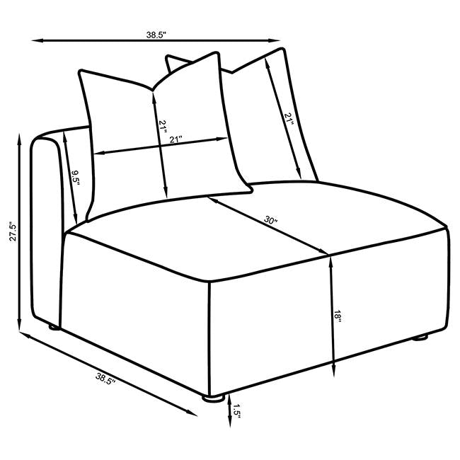  Coaster Furniture Jennifer 551594 Upholstered Armless Chair - Grey IMAGE 17