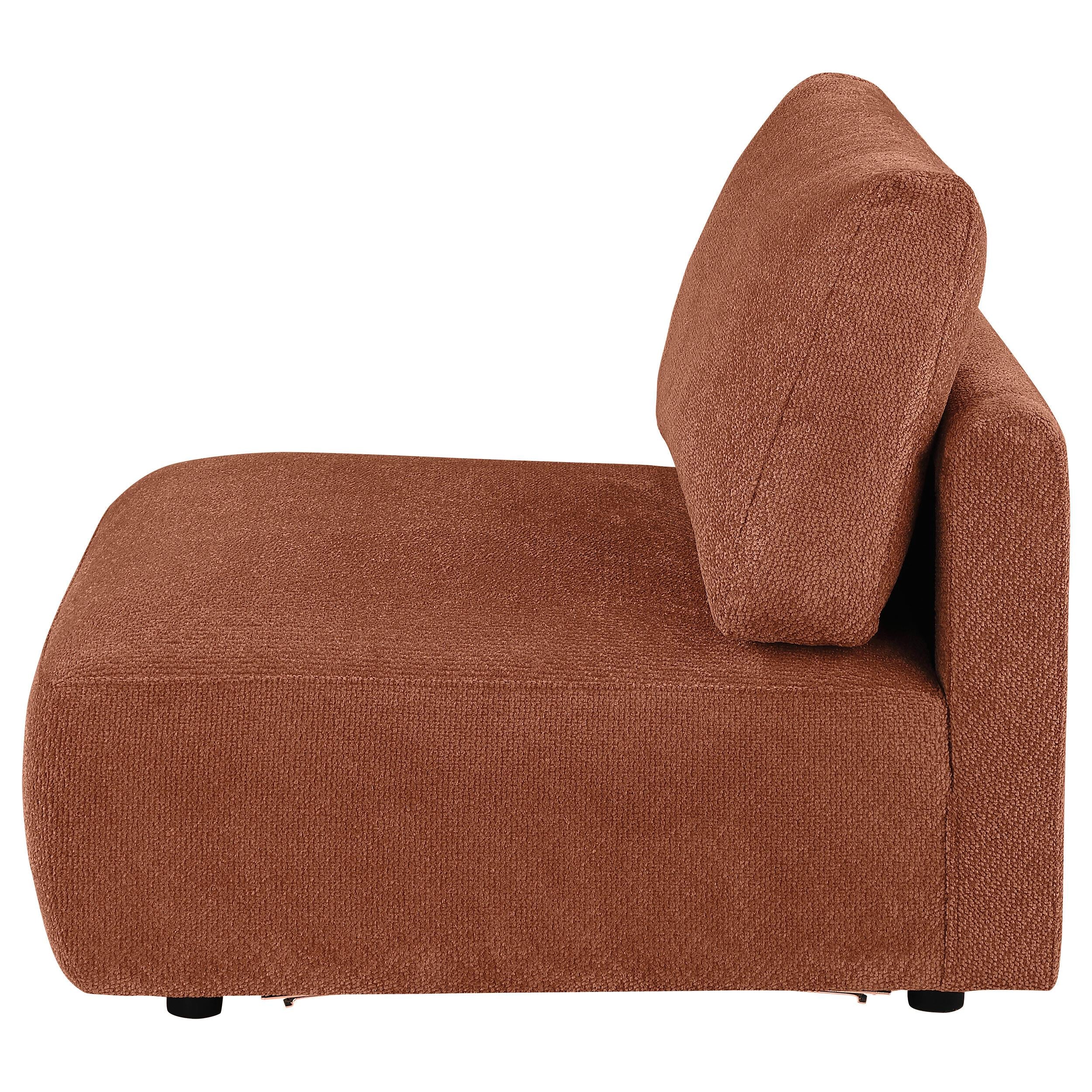  Coaster Furniture Elysia 551891 Chenille Upholstered Modular Armless Chair - Coral IMAGE 4
