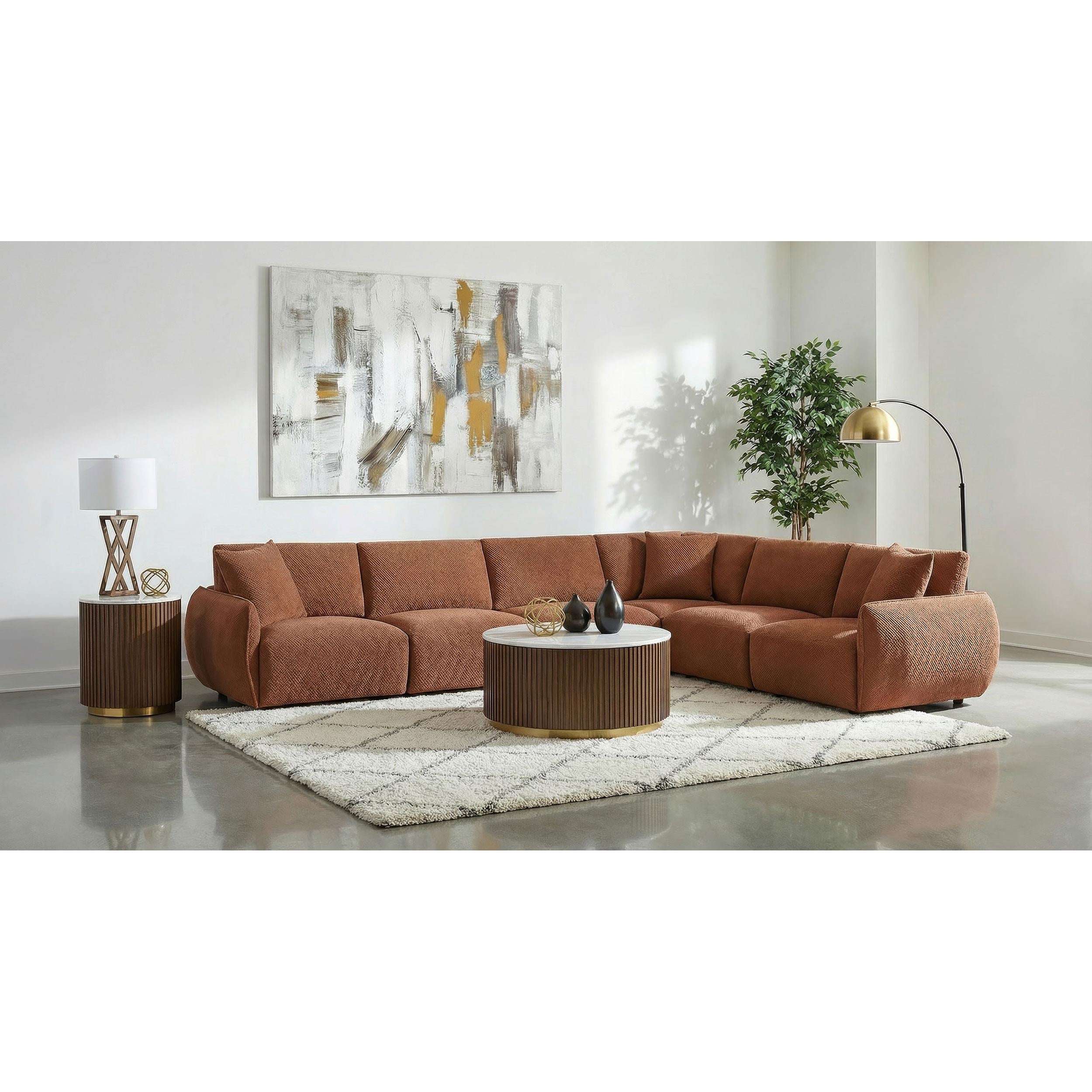  Coaster Furniture Elysia 551891-SET 6-piece Chenille Upholstered Modular Sectional Sofa - Coral IMAGE 2