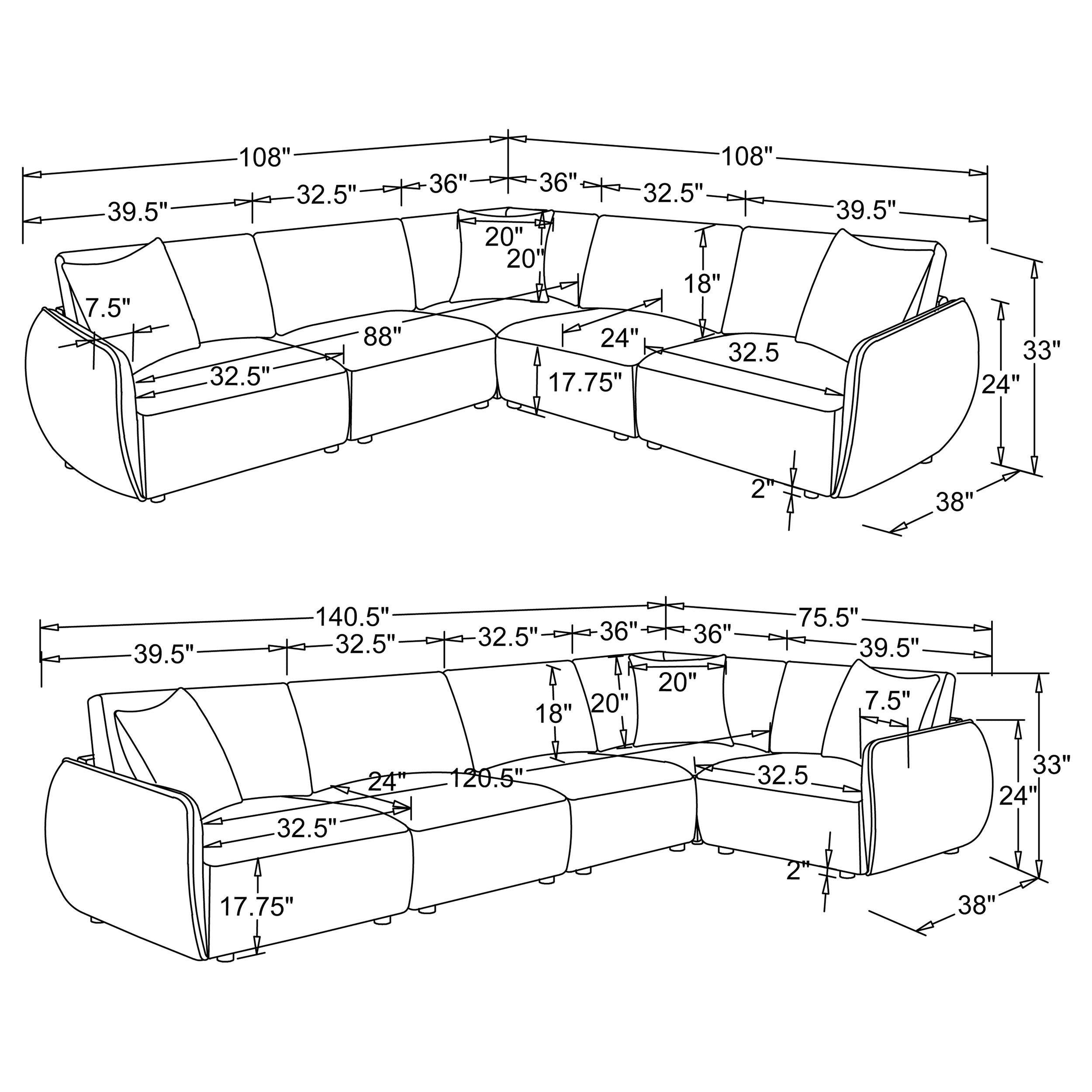  Coaster Furniture Elysia 551891-SETA 5-piece Chenille Upholstered Modular Sectional Sofa - Coral IMAGE 15