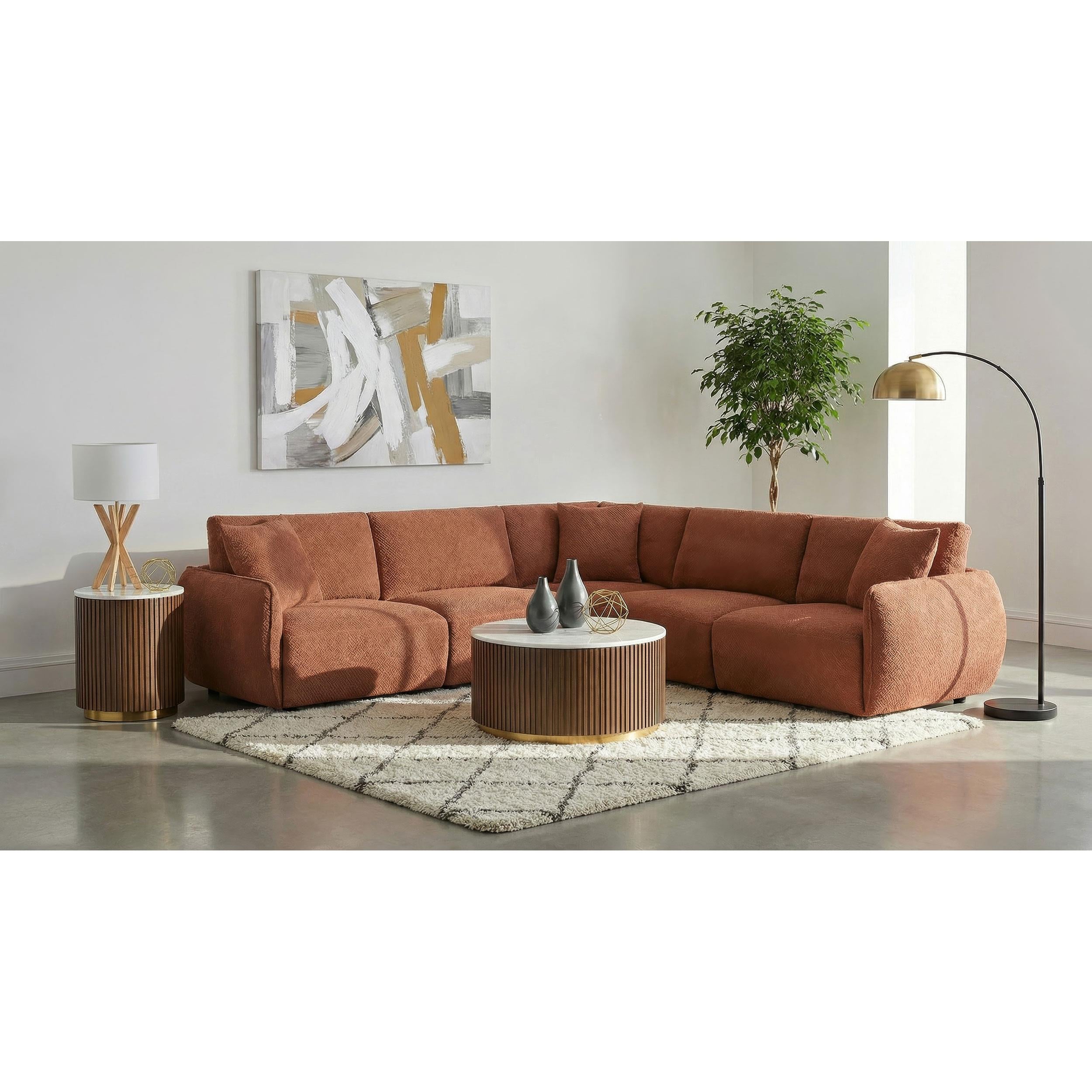  Coaster Furniture Elysia 551891-SETA 5-piece Chenille Upholstered Modular Sectional Sofa - Coral IMAGE 3