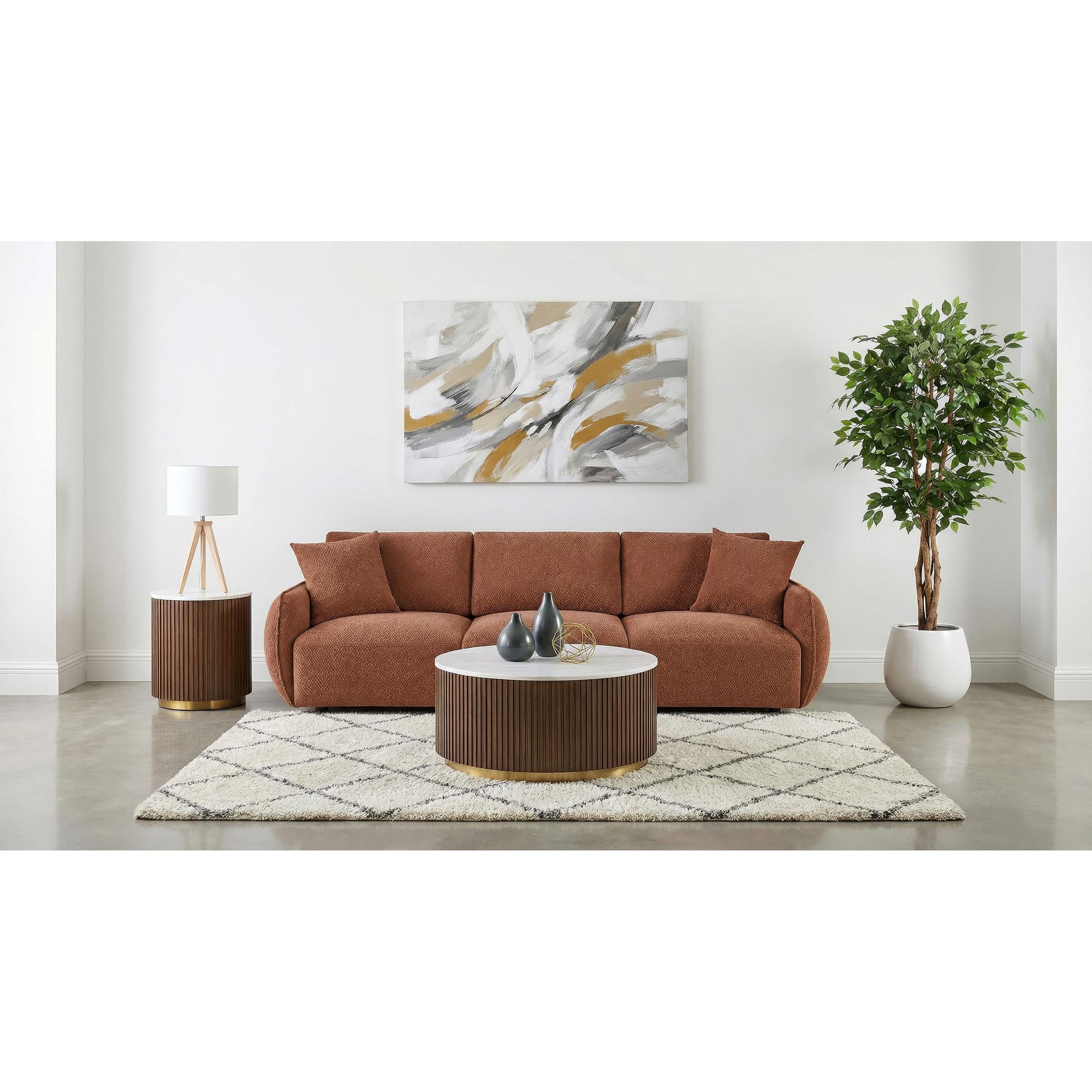  Coaster Furniture Elysia 551891-SOFA Chenille Upholstered Modular Lounge Sofa - Coral IMAGE 4