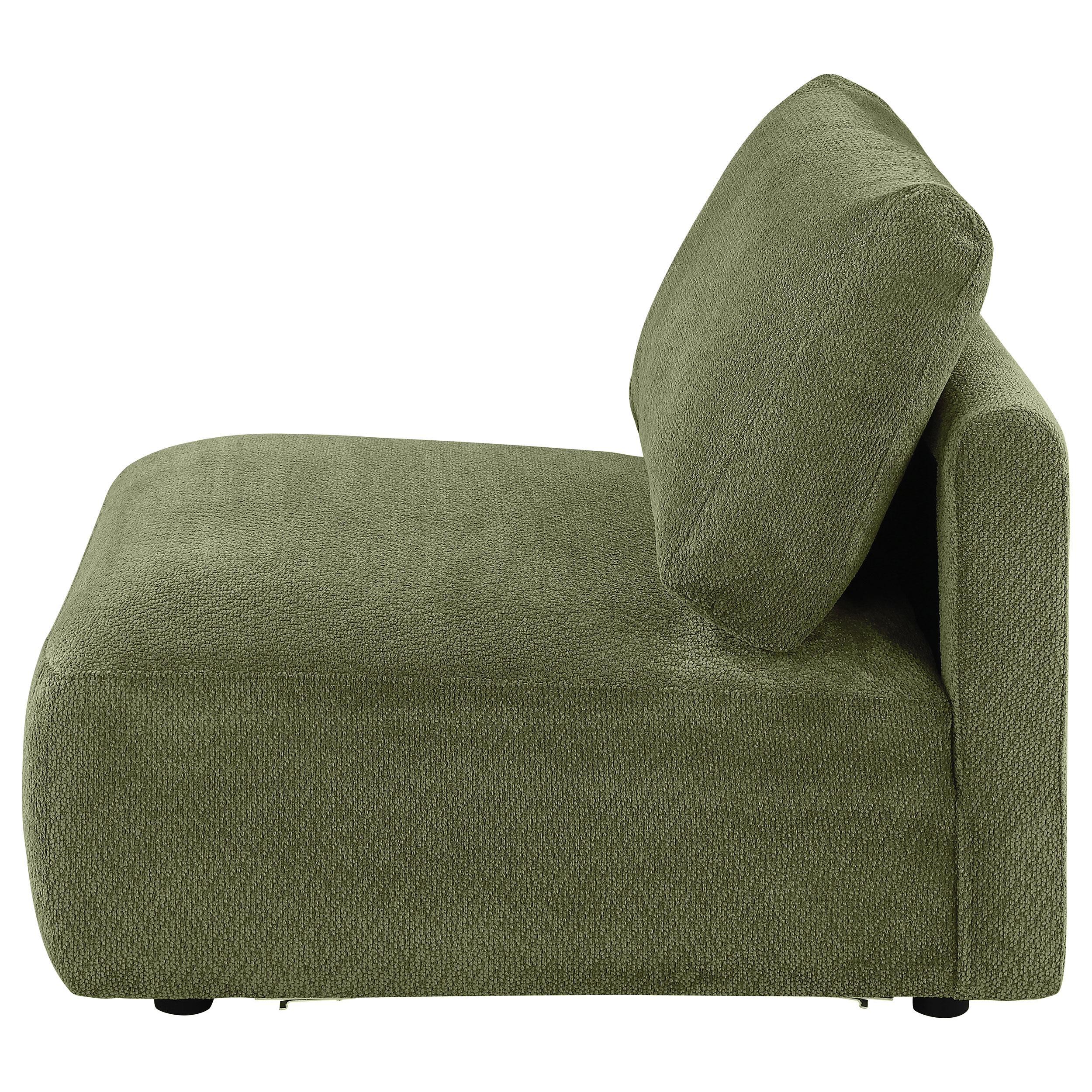  Coaster Furniture Elysia 551895 Chenille Upholstered Modular Armless Chair - Green IMAGE 2