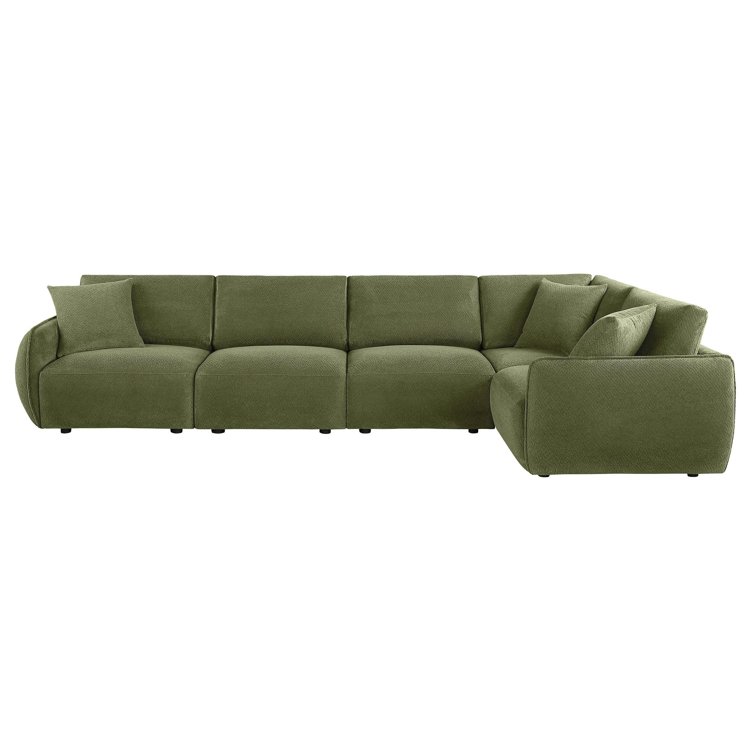  Coaster Furniture Elysia 551895-SETA 5-piece Chenille Upholstered Modular Sectional Sofa - Green IMAGE 1