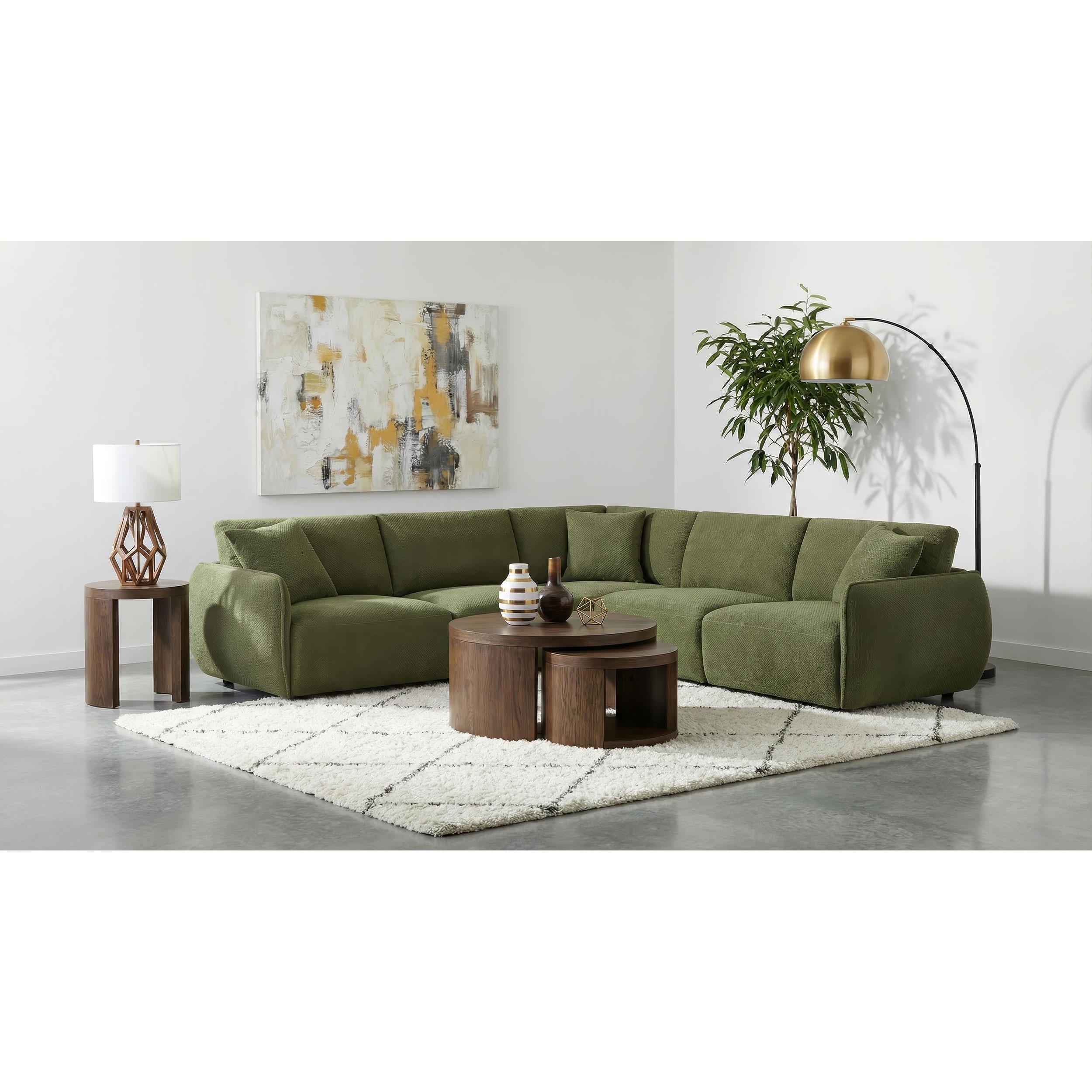  Coaster Furniture Elysia 551895-SETA 5-piece Chenille Upholstered Modular Sectional Sofa - Green IMAGE 2