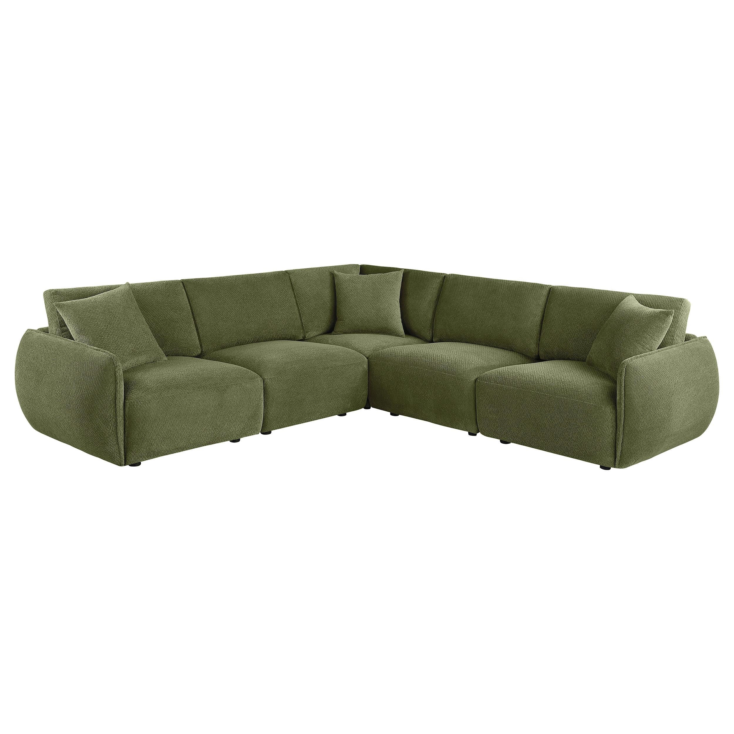  Coaster Furniture Elysia 551895-SETA 5-piece Chenille Upholstered Modular Sectional Sofa - Green IMAGE 5