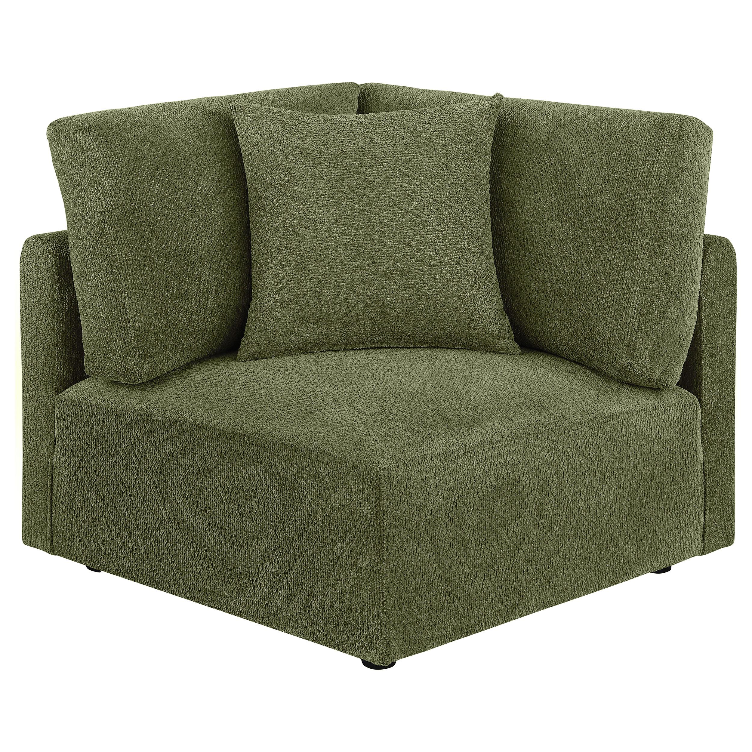  Coaster Furniture Elysia 551896 Chenille Upholstered Modular Corner Chair - Green IMAGE 1