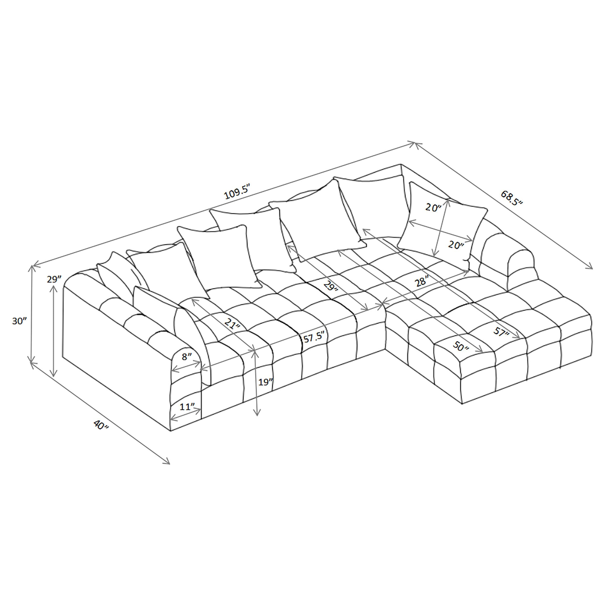  Coaster Furniture Amara 551911-SETB 2-Piece Upholstered Sectional Sofa IMAGE 8