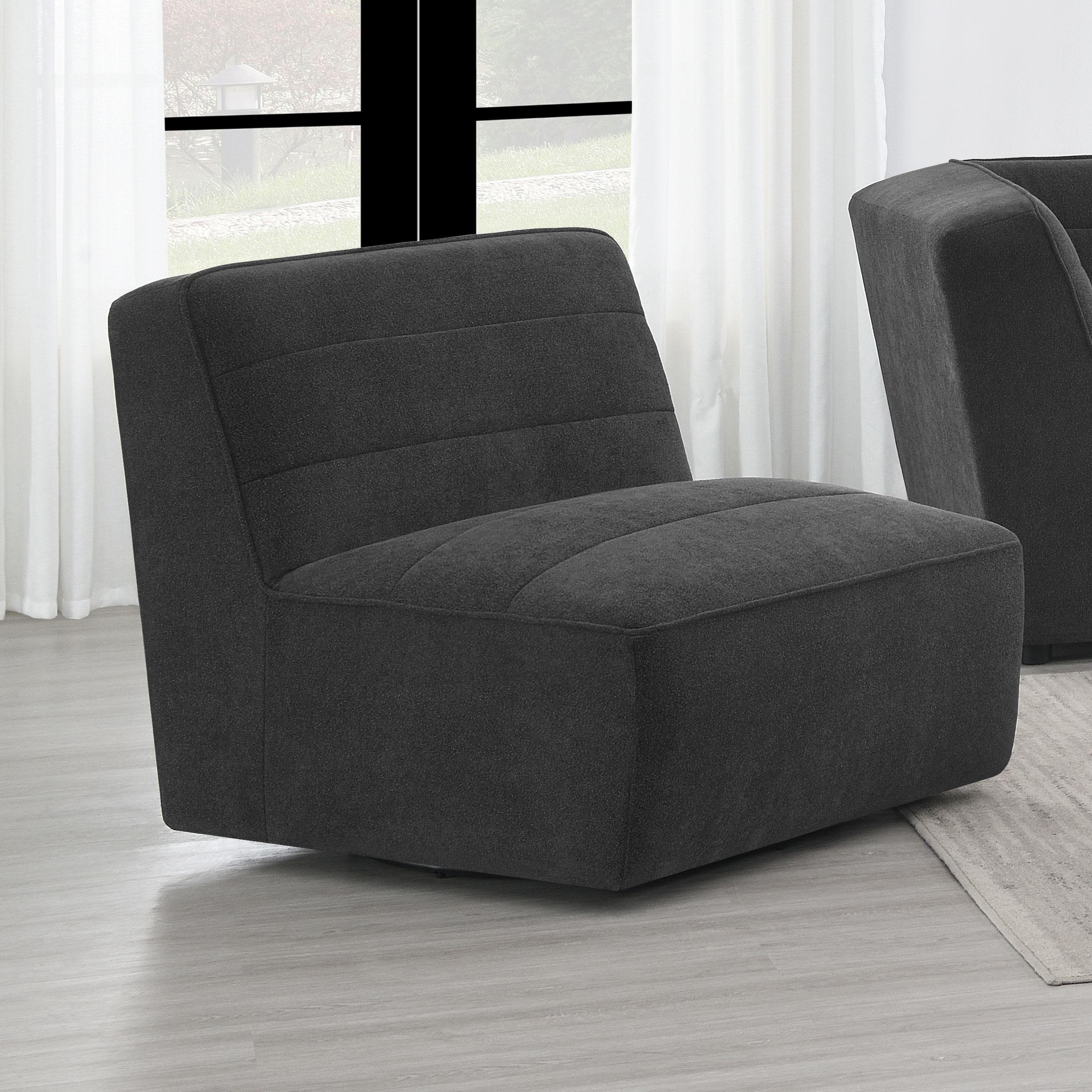  Coaster Furniture Sunny 552081 Upholstered Armless Chair - Dark Charcoal IMAGE 2