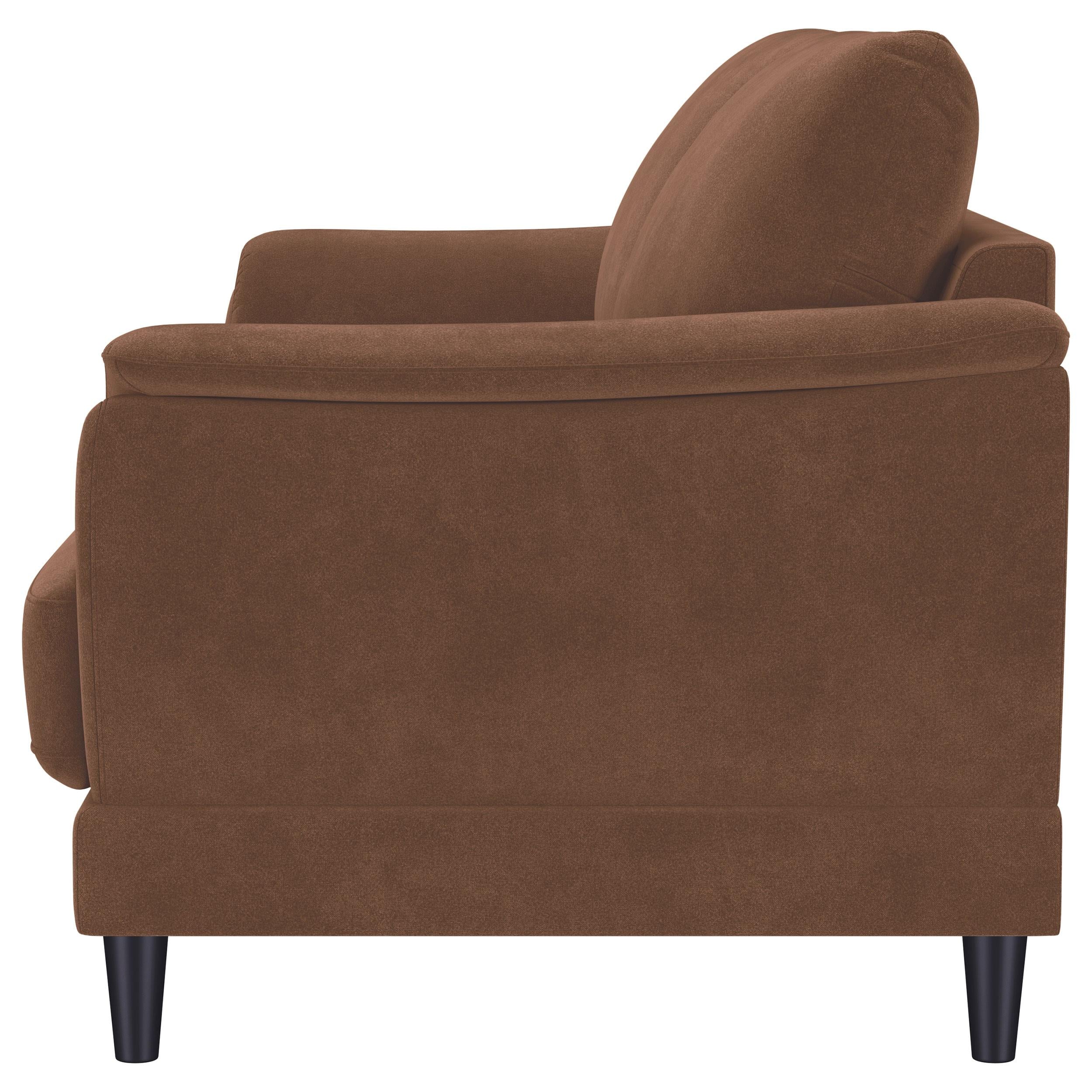  Coaster Furniture Selma 552101 Velvet Upholstered Crescent Arm Sofa - Rust IMAGE 2