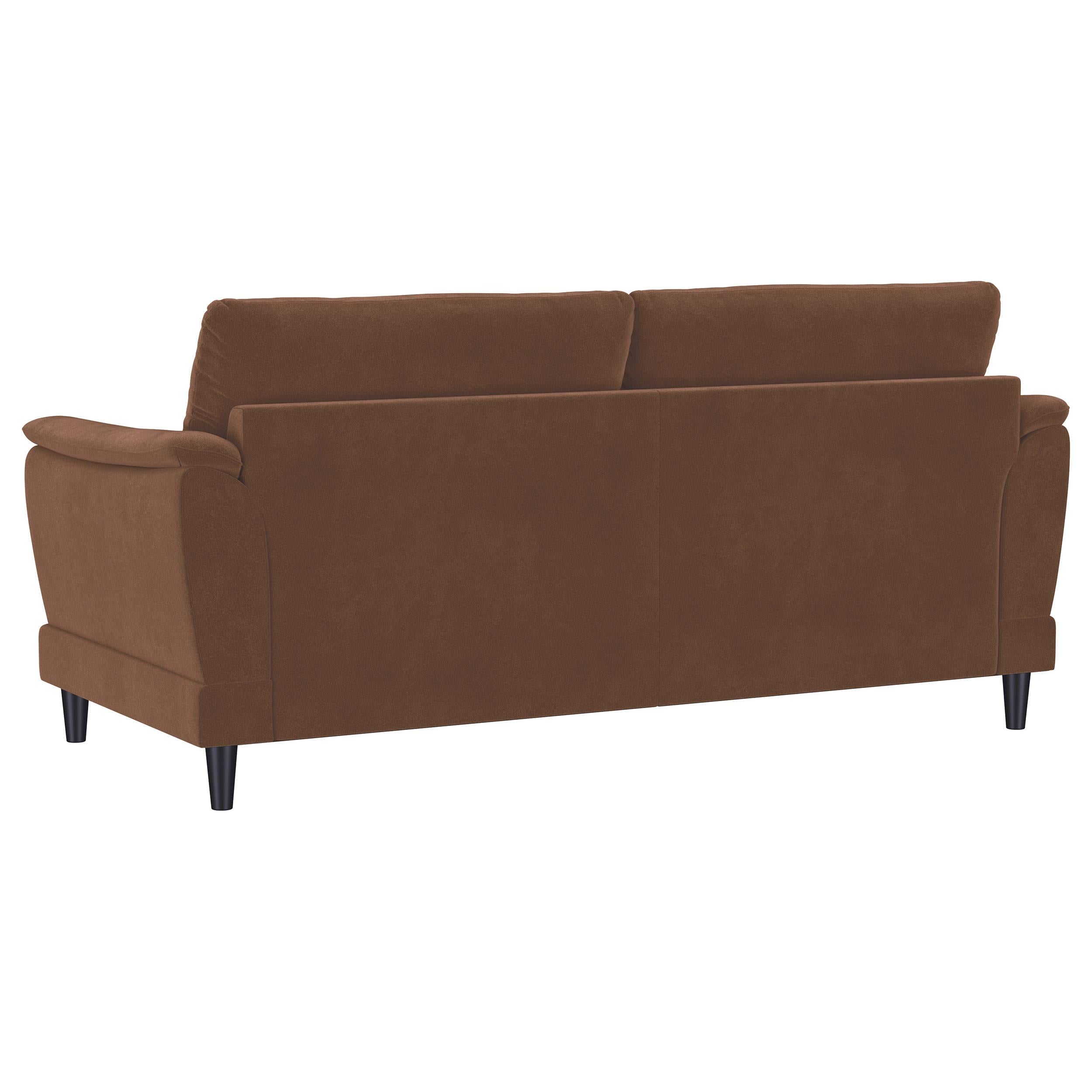  Coaster Furniture Selma 552101 Velvet Upholstered Crescent Arm Sofa - Rust IMAGE 4
