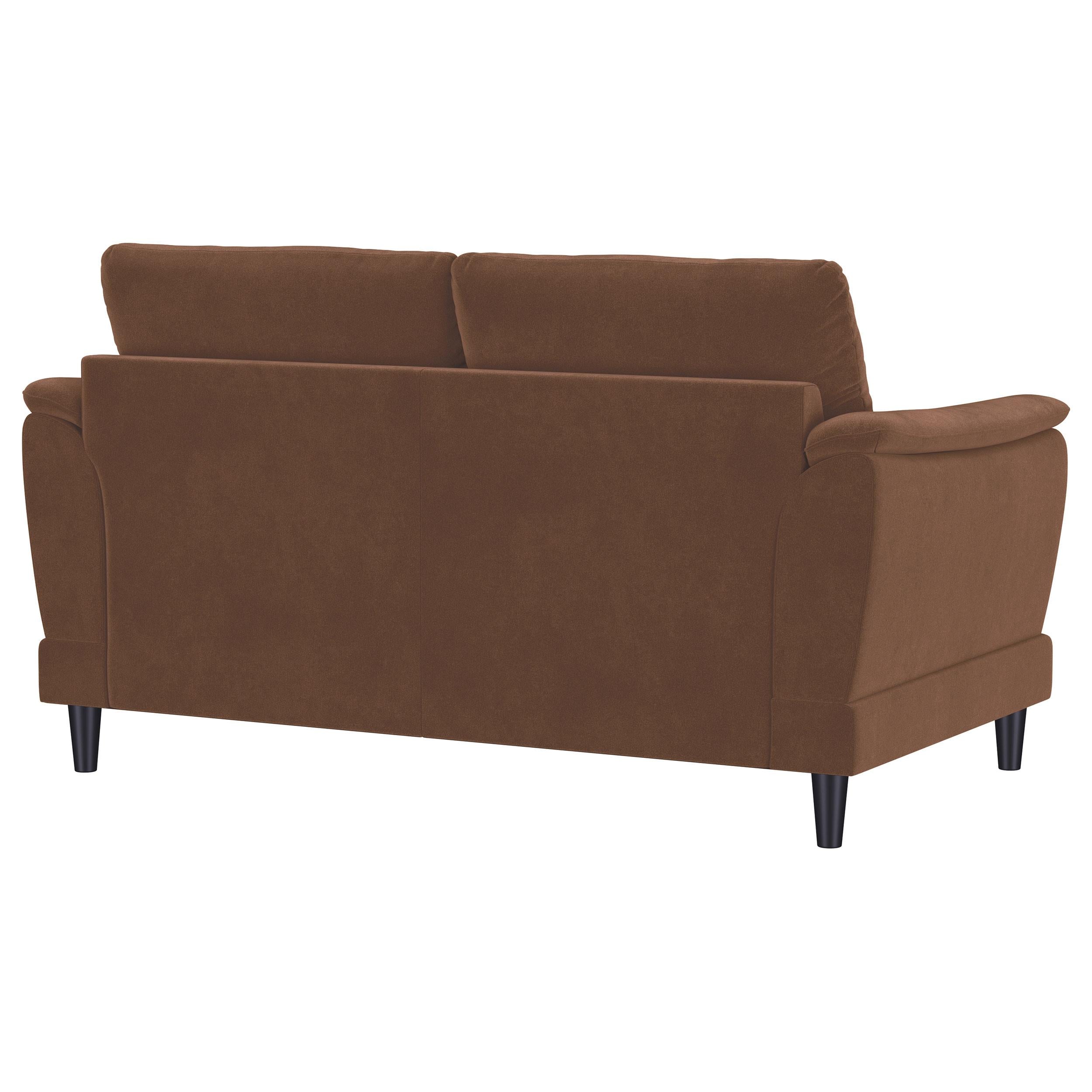  Coaster Furniture Selma 552102 Velvet Upholstered Crescent Arm Loveseat - Rust IMAGE 11