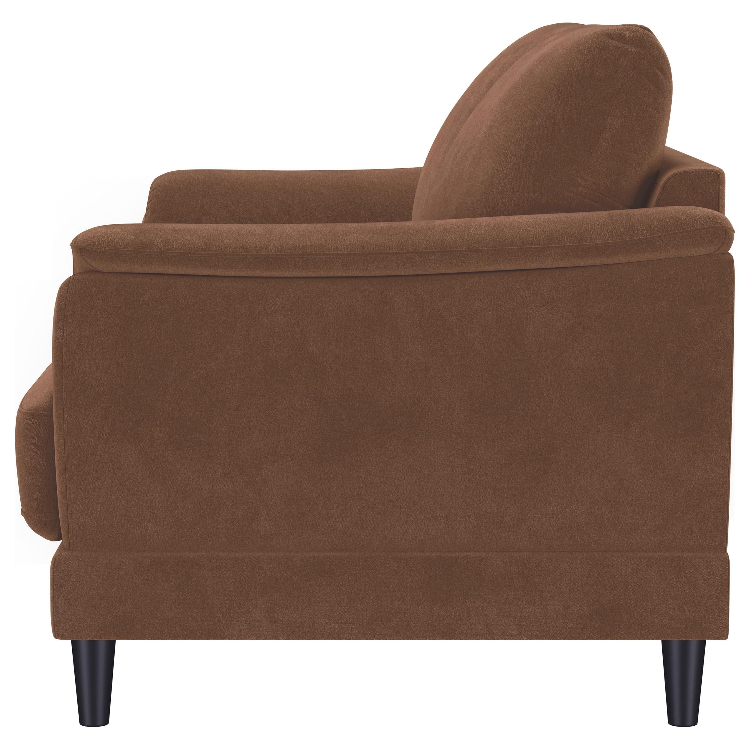  Coaster Furniture Selma 552102 Velvet Upholstered Crescent Arm Loveseat - Rust IMAGE 4