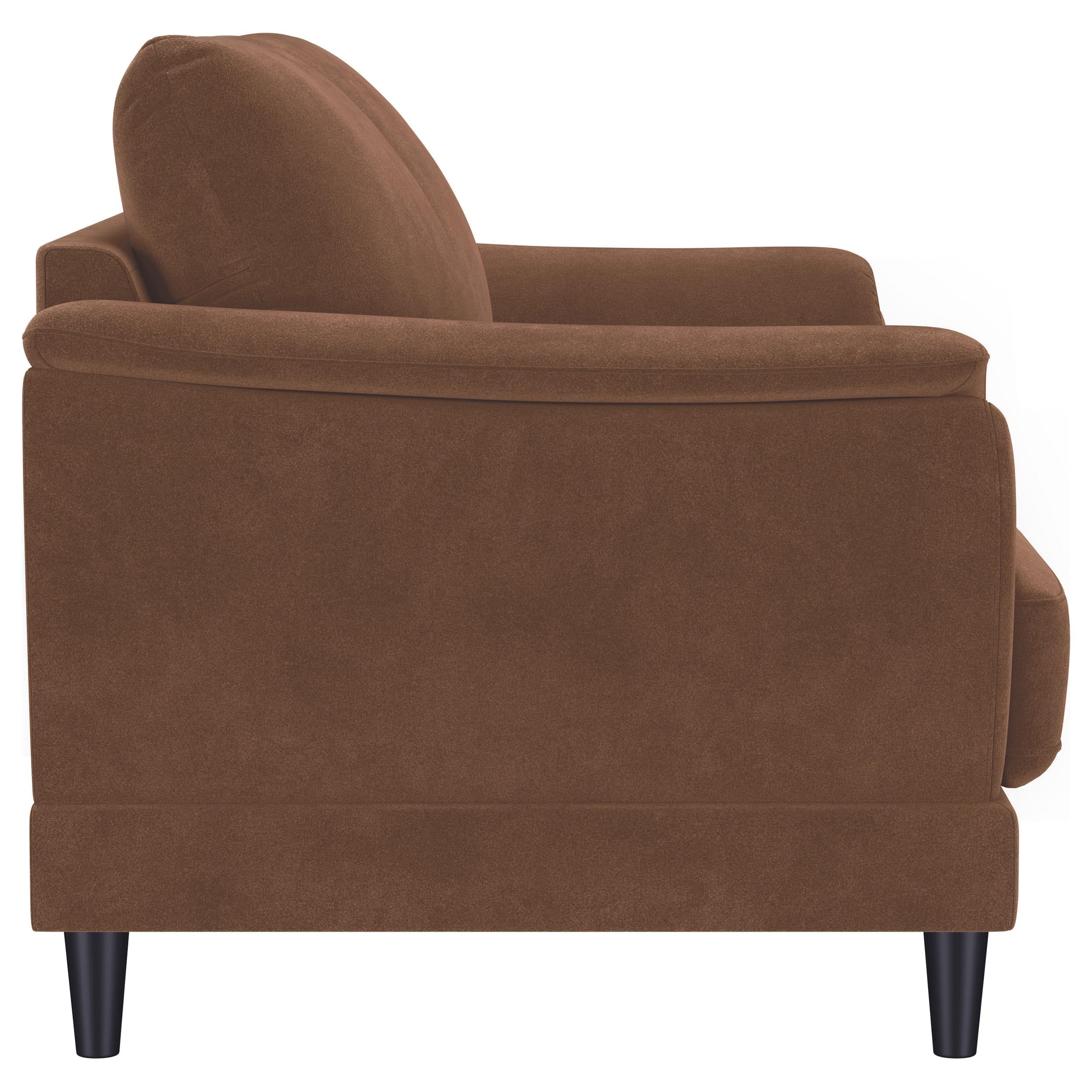  Coaster Furniture Selma 552102 Velvet Upholstered Crescent Arm Loveseat - Rust IMAGE 5