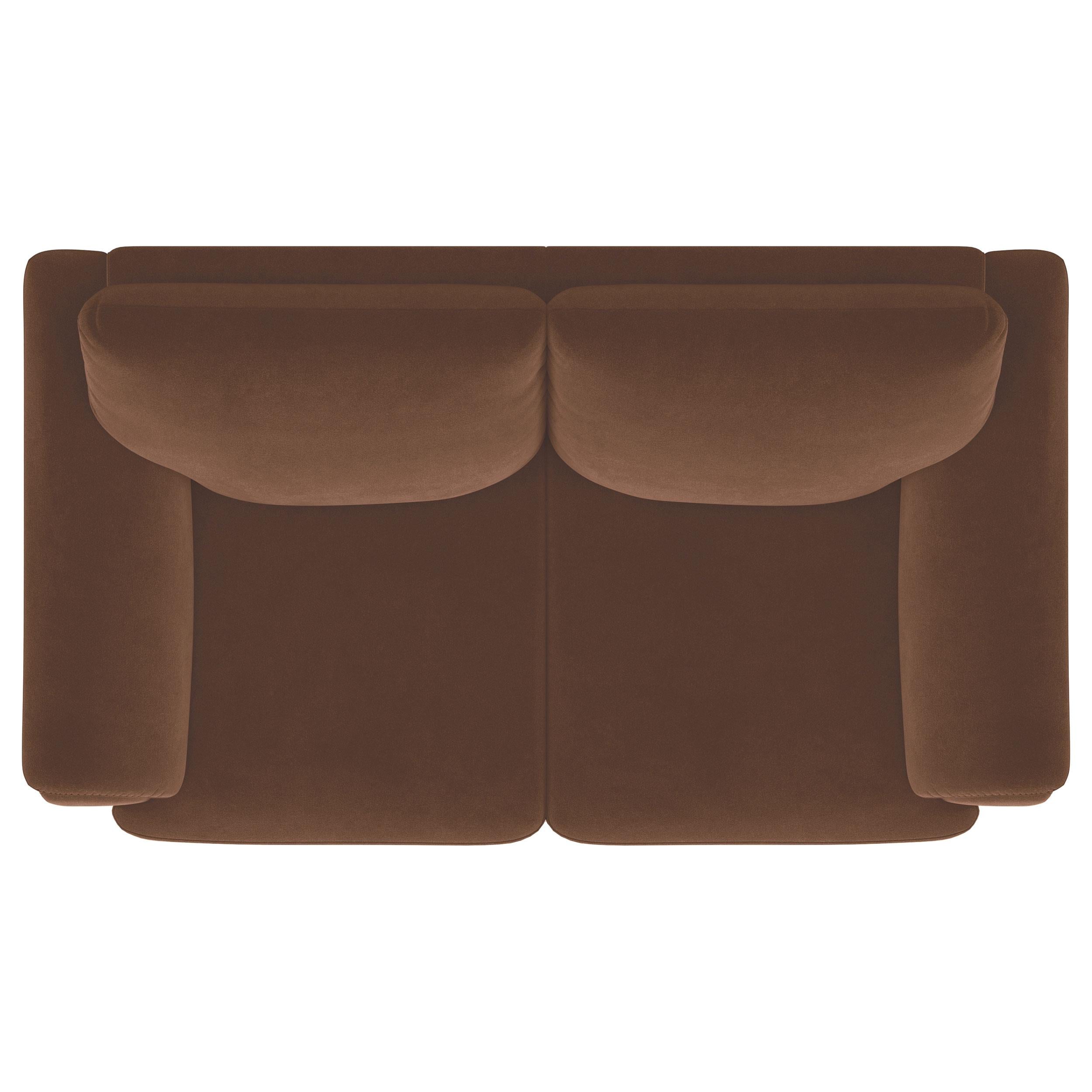  Coaster Furniture Selma 552102 Velvet Upholstered Crescent Arm Loveseat - Rust IMAGE 7