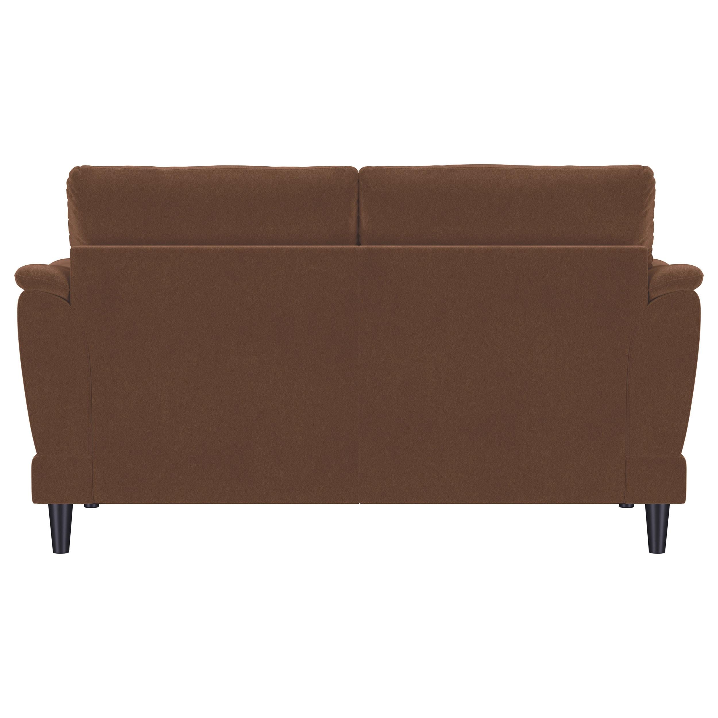  Coaster Furniture Selma 552102 Velvet Upholstered Crescent Arm Loveseat - Rust IMAGE 8