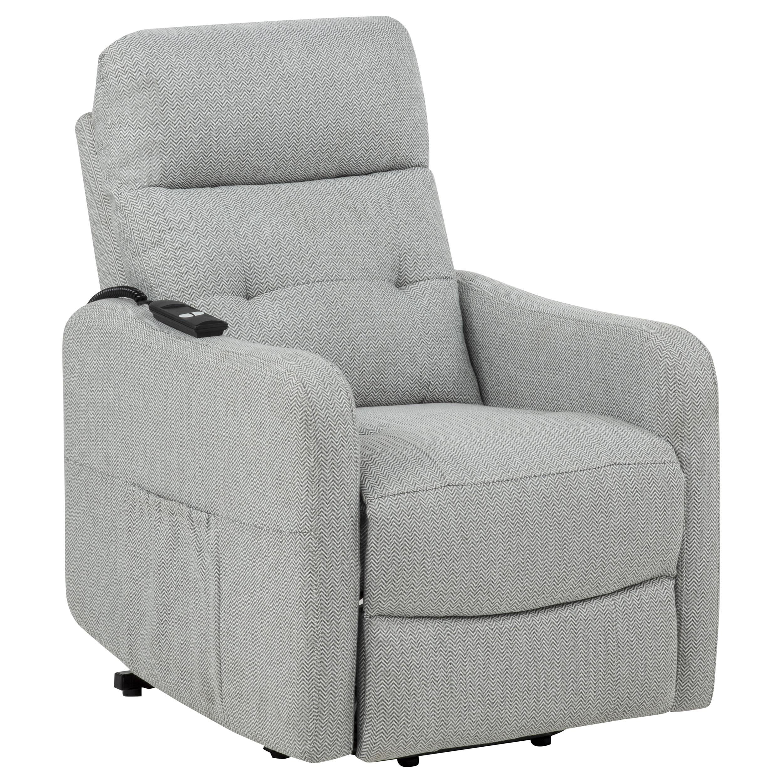 Coaster Furniture Dayes 600130P Upholstered Power Lift Recliner Chair - Light Grey IMAGE 1