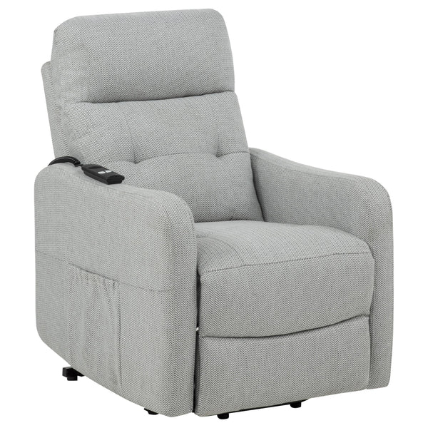 Coaster Furniture Dayes 600130P Upholstered Power Lift Recliner Chair - Light Grey