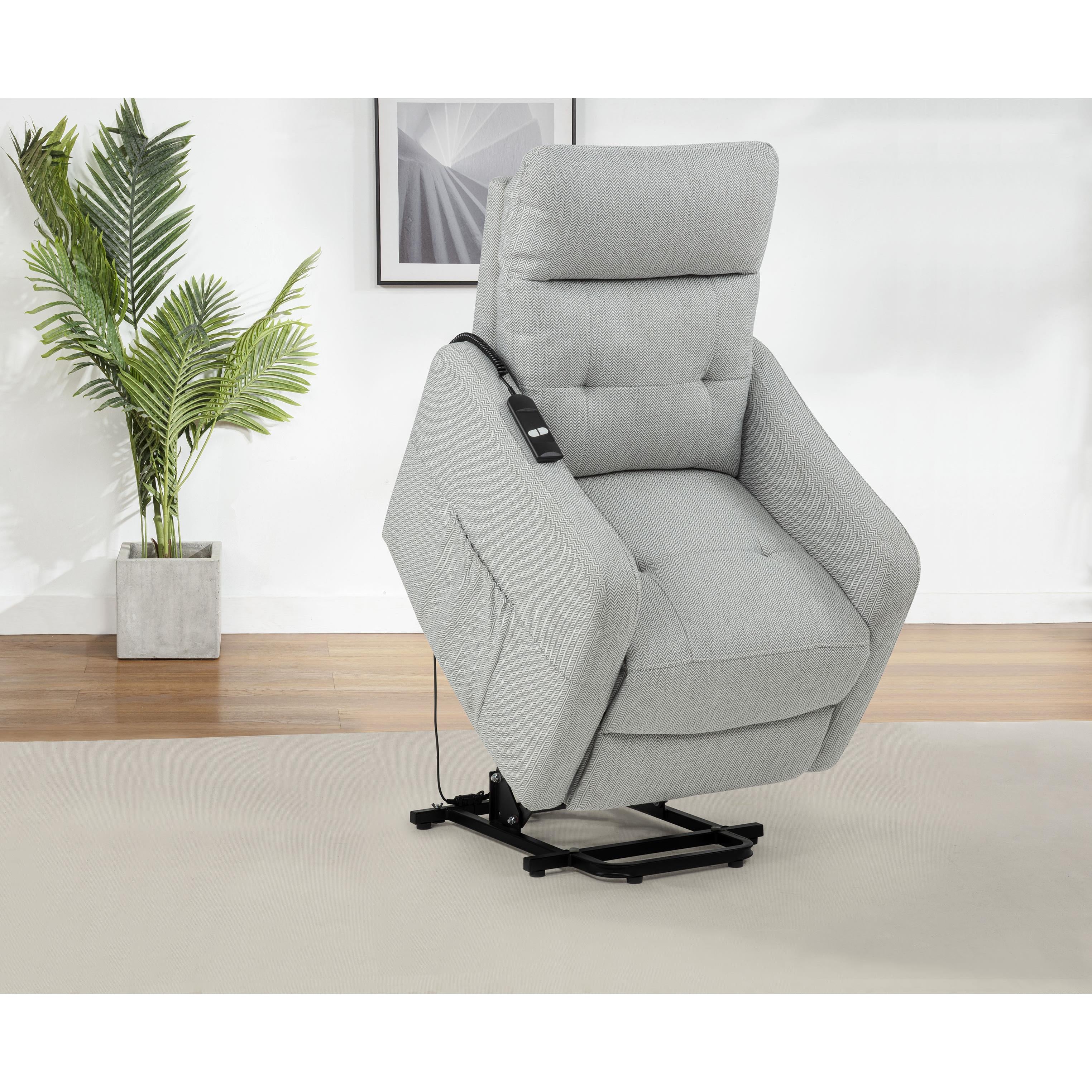  Coaster Furniture Dayes 600130P Upholstered Power Lift Recliner Chair - Light Grey IMAGE 12