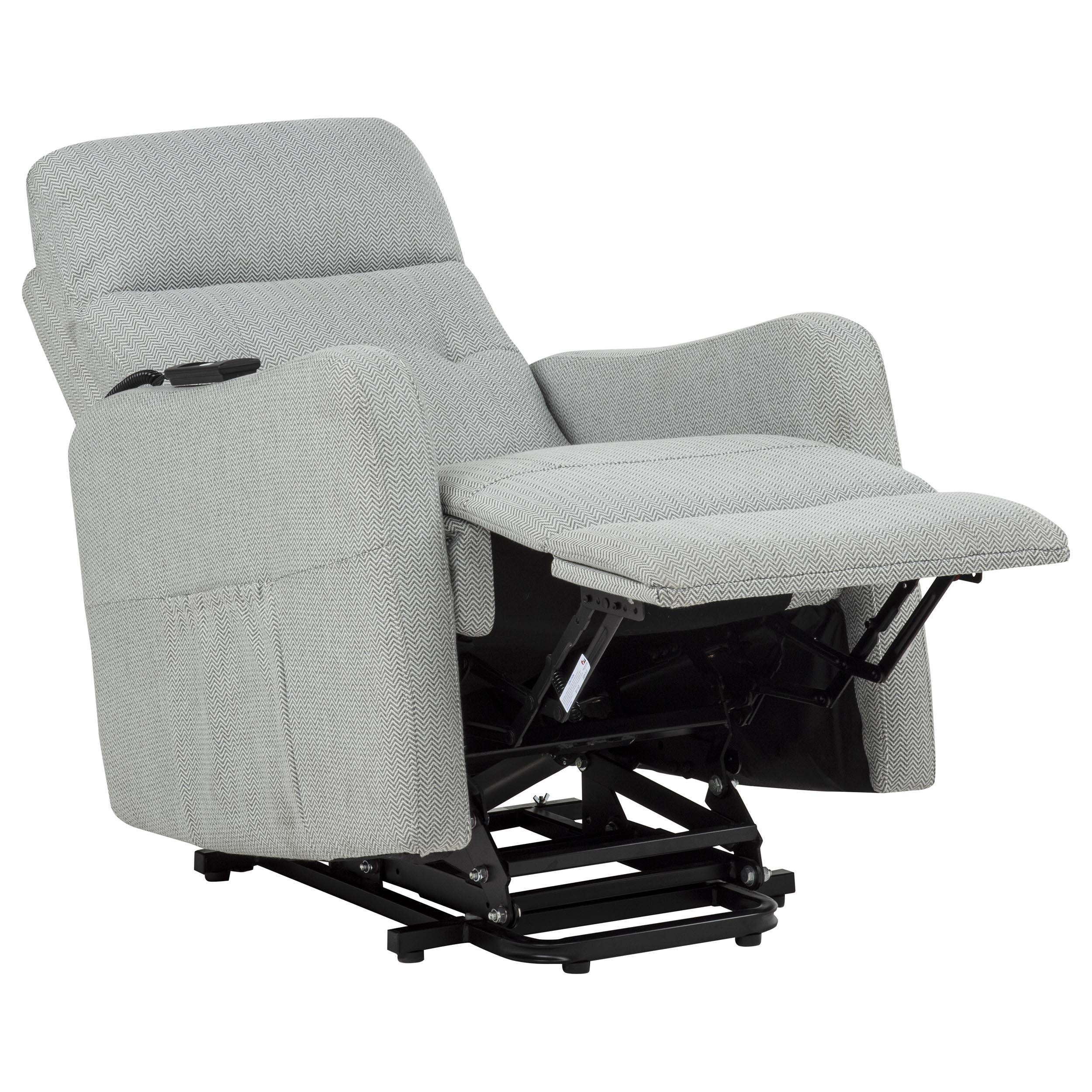  Coaster Furniture Dayes 600130P Upholstered Power Lift Recliner Chair - Light Grey IMAGE 3