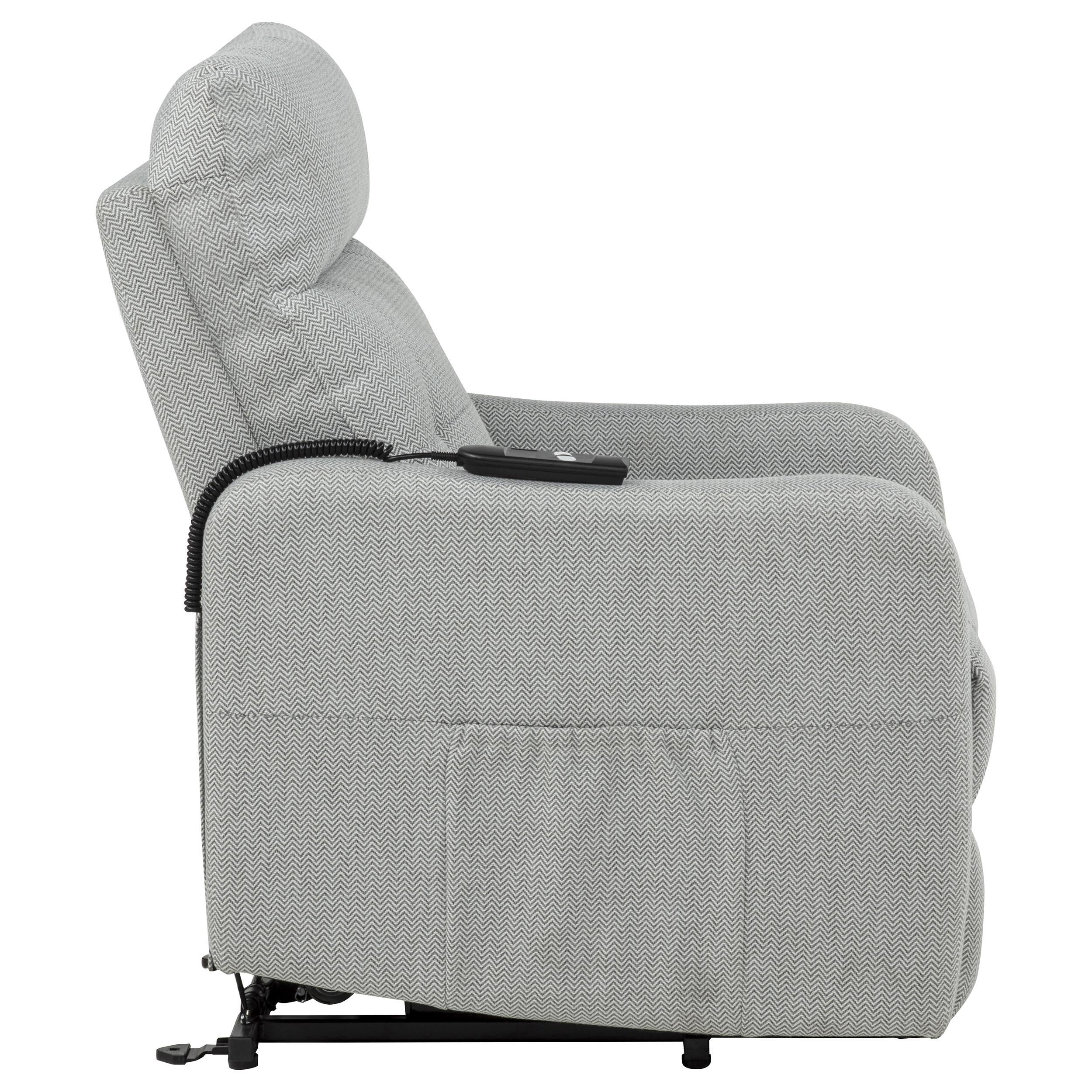  Coaster Furniture Dayes 600130P Upholstered Power Lift Recliner Chair - Light Grey IMAGE 4