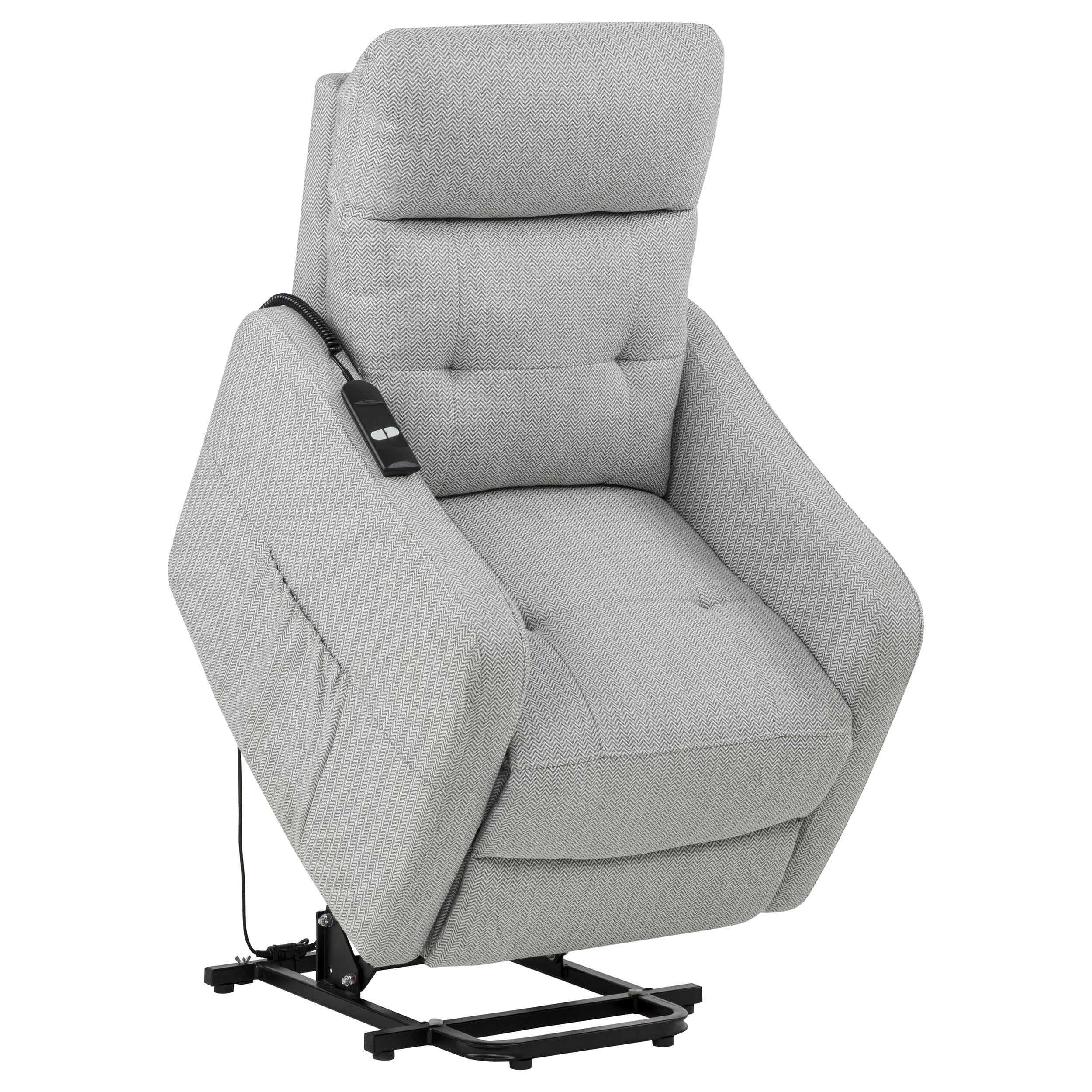  Coaster Furniture Dayes 600130P Upholstered Power Lift Recliner Chair - Light Grey IMAGE 5