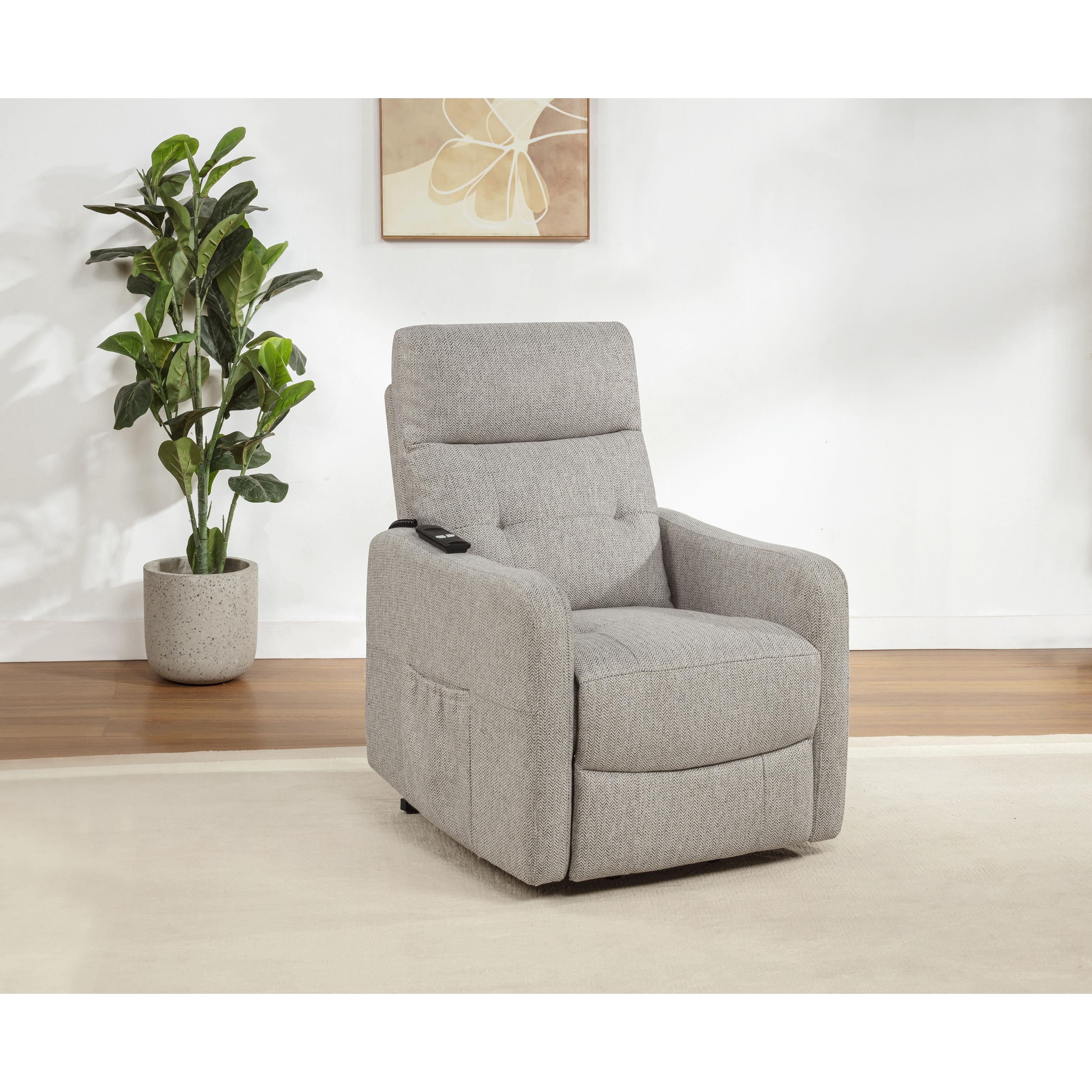  Coaster Furniture Dayes 600131P Upholstered Power Lift Recliner Chair - Taupe IMAGE 2