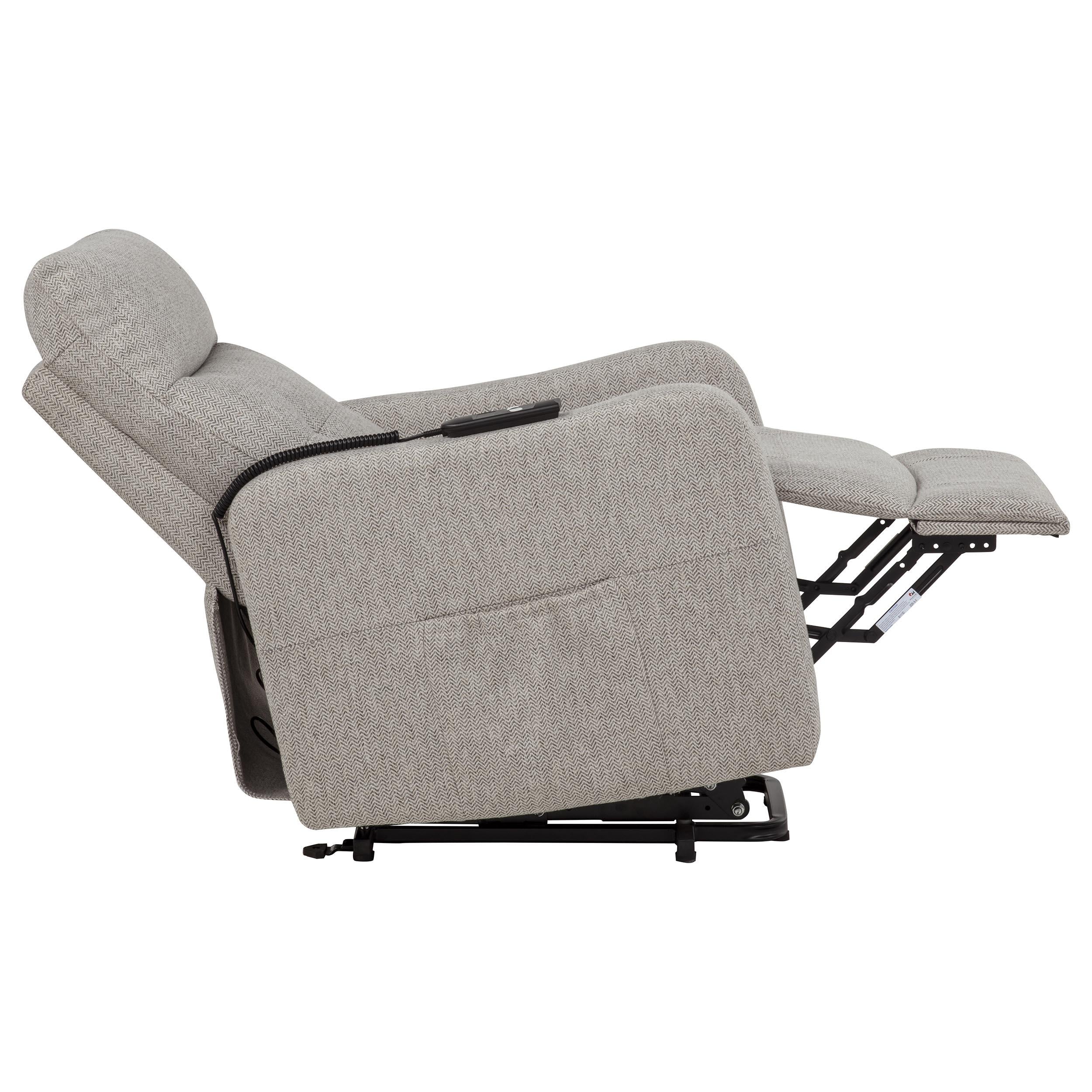  Coaster Furniture Dayes 600131P Upholstered Power Lift Recliner Chair - Taupe IMAGE 3