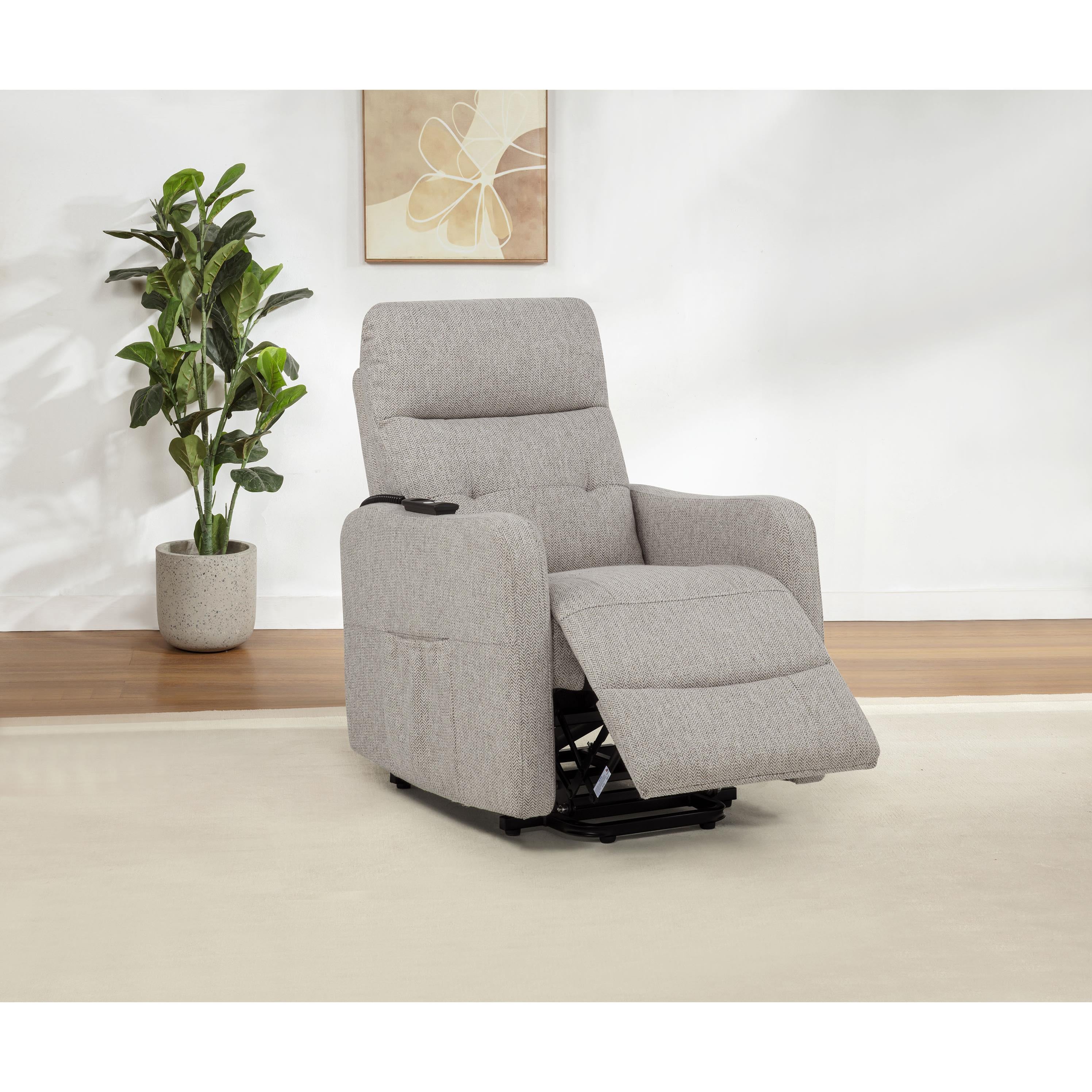  Coaster Furniture Dayes 600131P Upholstered Power Lift Recliner Chair - Taupe IMAGE 9