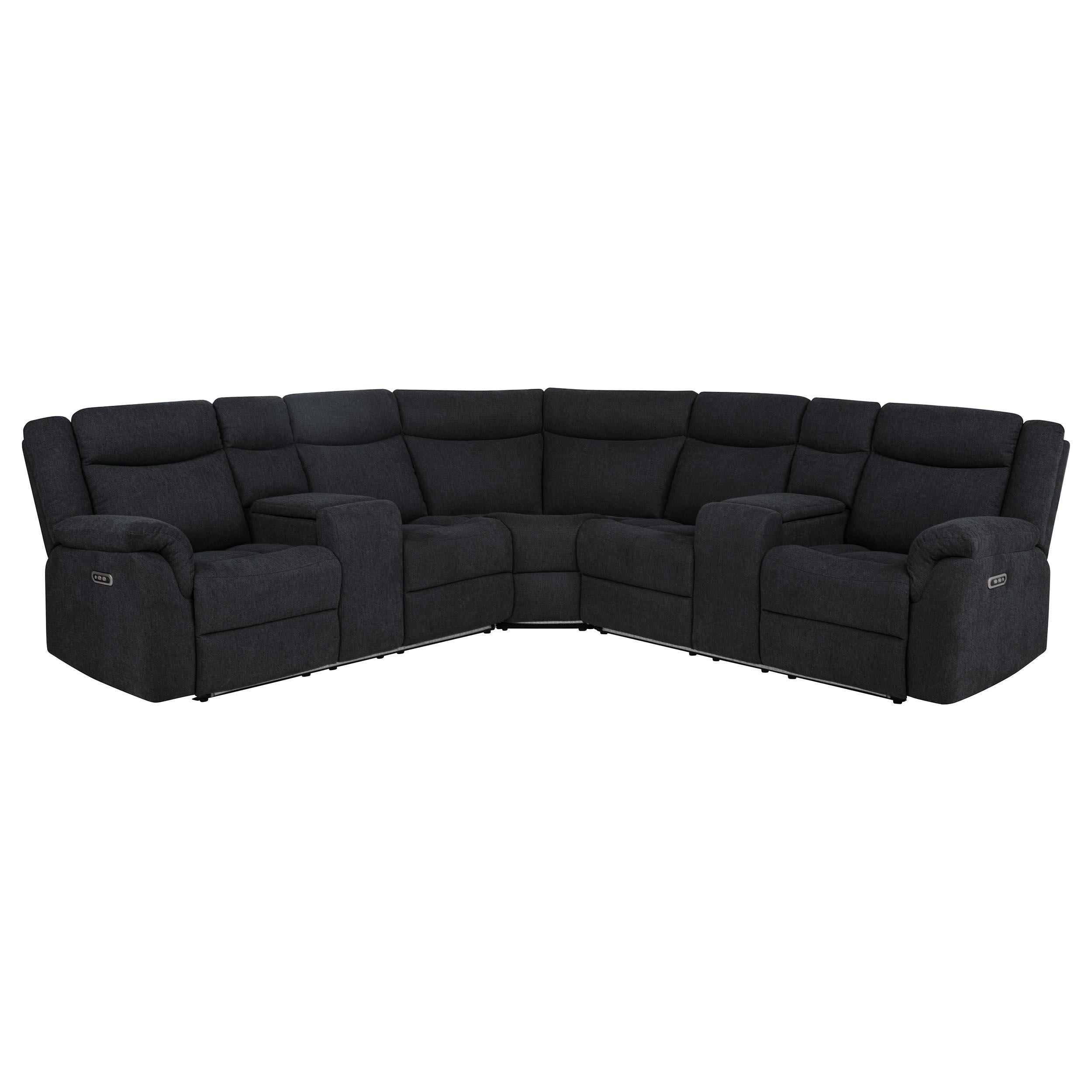  Coaster Furniture Hagen 600500P Upholstered Power Reclining Sectional Sofa - Steel Grey IMAGE 1