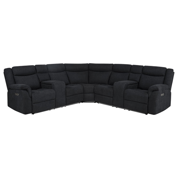 Coaster Furniture Hagen 600500P Upholstered Power Reclining Sectional Sofa - Steel Grey