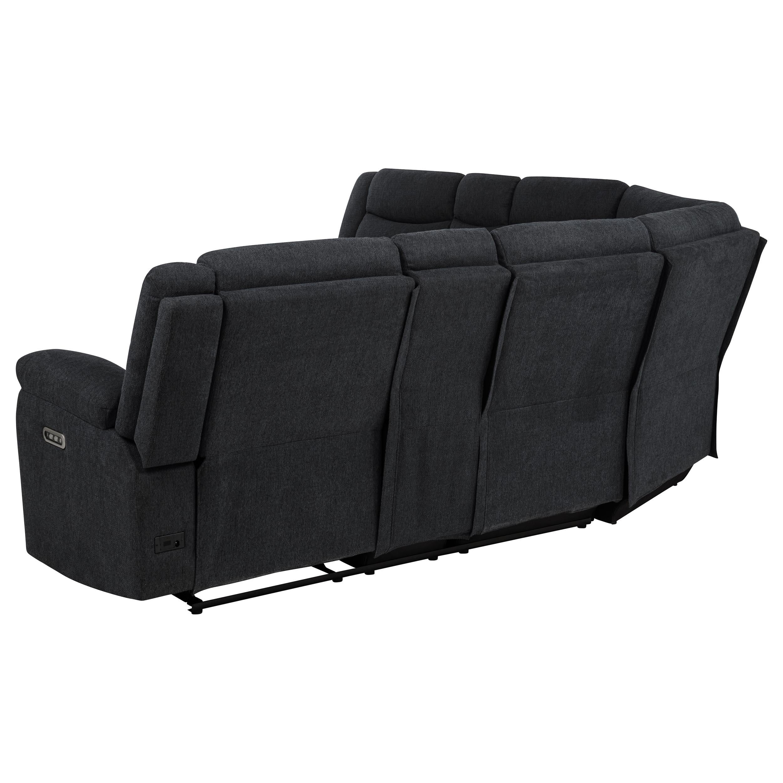  Coaster Furniture Hagen 600500P Upholstered Power Reclining Sectional Sofa - Steel Grey IMAGE 3