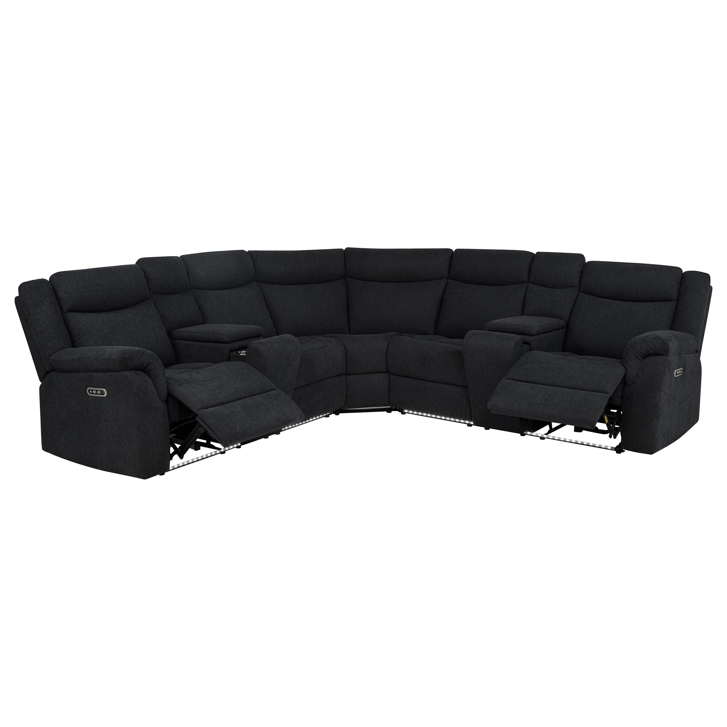  Coaster Furniture Hagen 600500P Upholstered Power Reclining Sectional Sofa - Steel Grey IMAGE 7
