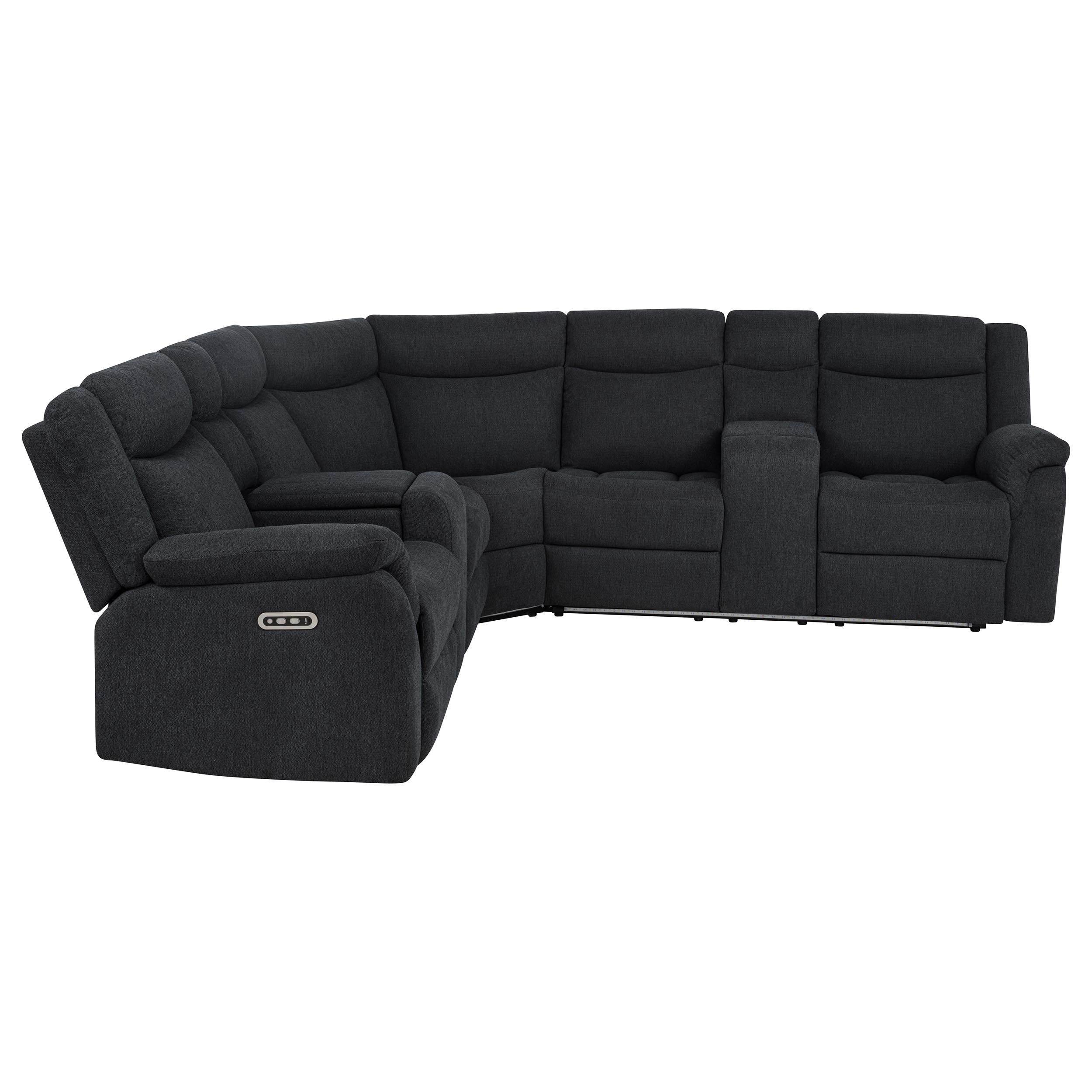  Coaster Furniture Hagen 600500P Upholstered Power Reclining Sectional Sofa - Steel Grey IMAGE 8