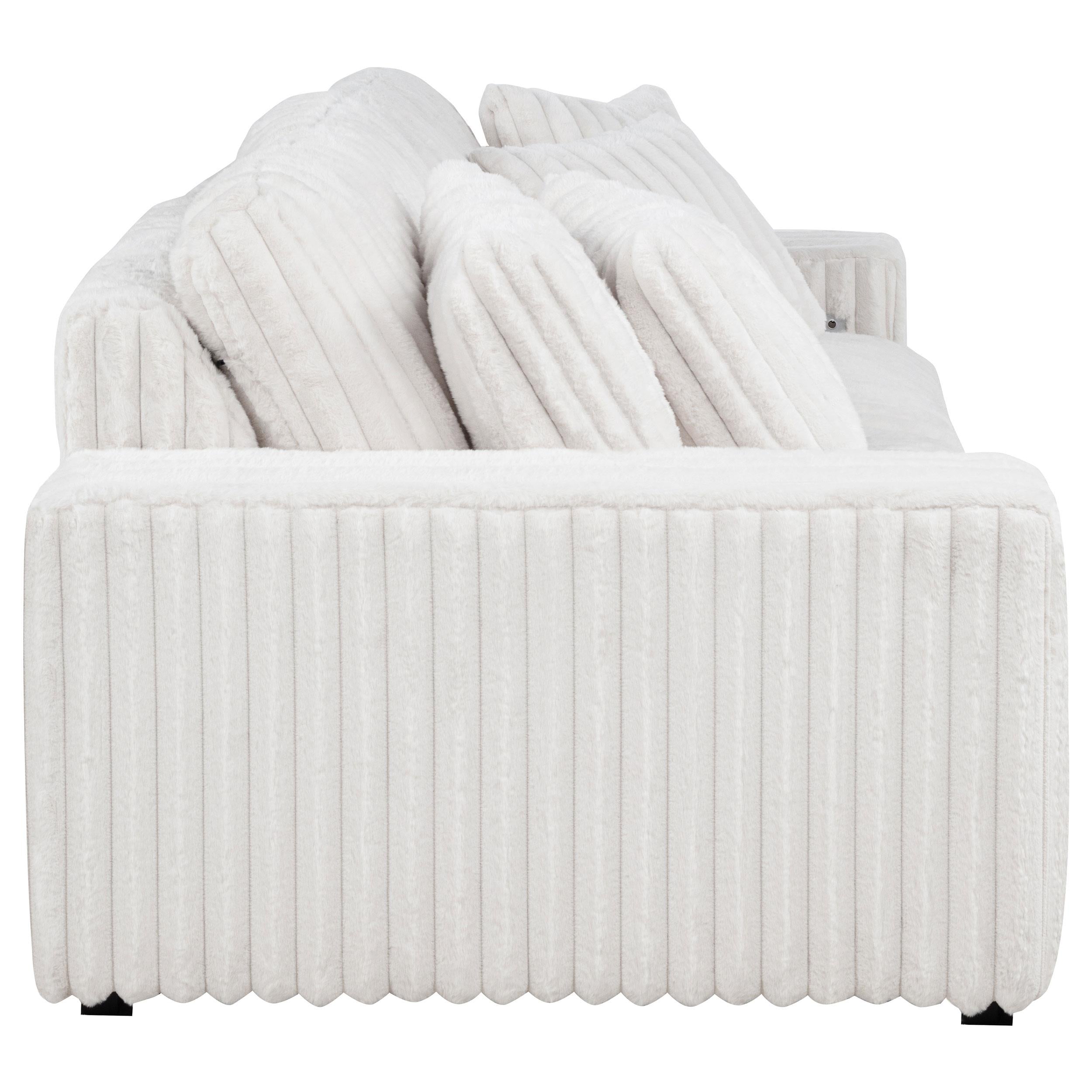  Coaster Furniture Jacana 600535P Corduroy Upholstered Dual Power Chaise Sofa - Ivory IMAGE 3